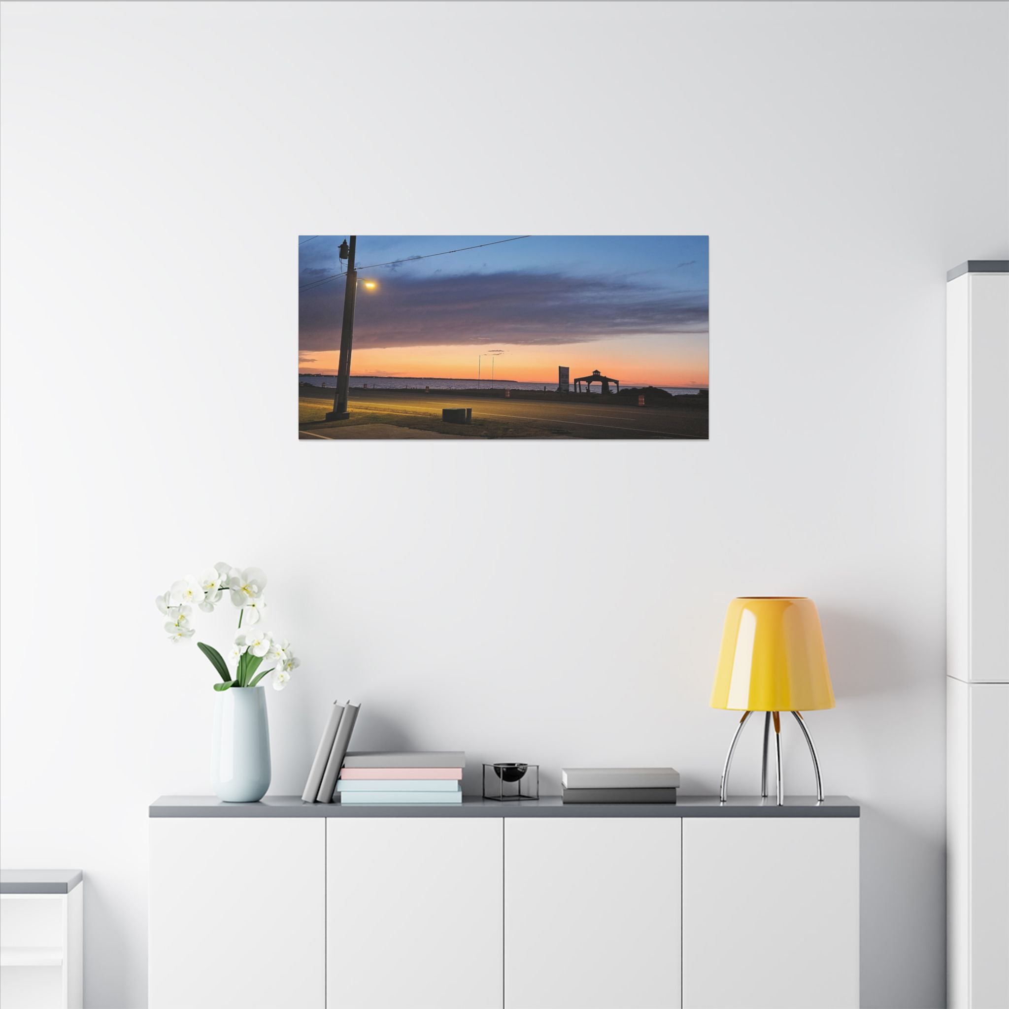 Sunset Pier Silhouette Canvas | Stretched Matte Wall Art