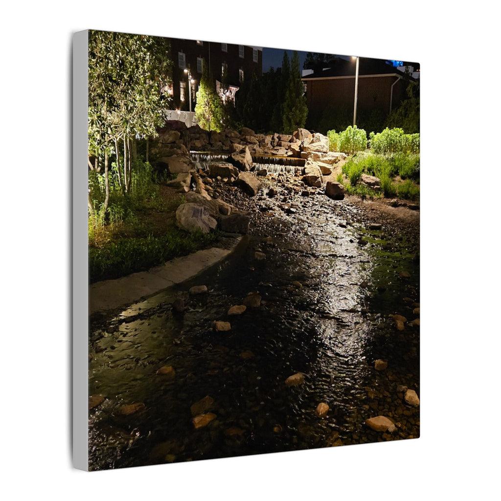 Nighttime Waterfall Landscape Canvas | Matte Stretched Wall Art