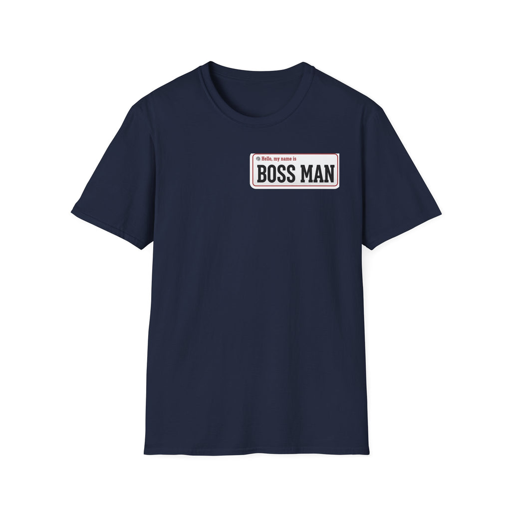 Boss Man name badge T-Shirt | Minimal Badge Graphic Tee