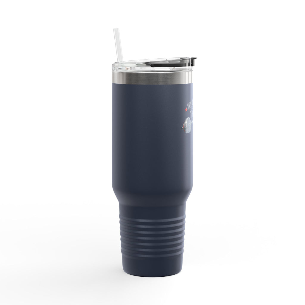 "Working Out Is My Therapy" 40oz Insulated Travel Mug — Fitness Tumbler