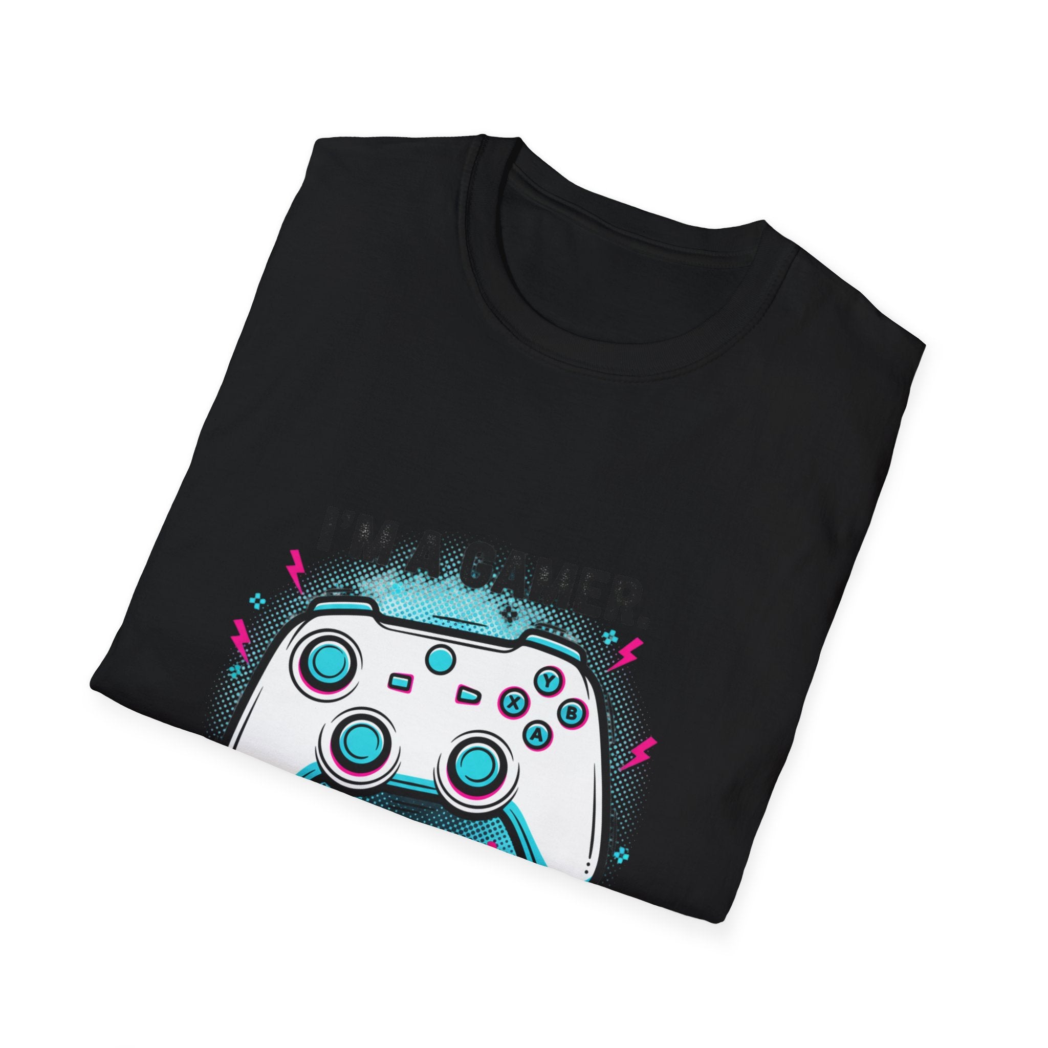 Im a Gamer What's Your Superpower Graphic T-Shirt | Retro Neon Gaming Console Text