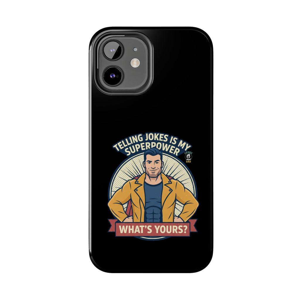Telling Jokes Is My Superpower Phone Case | Humorous Man Illustration