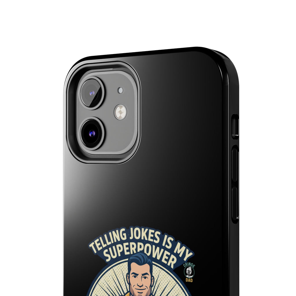 Telling Jokes Is My Superpower Phone Case | Humorous Man Illustration