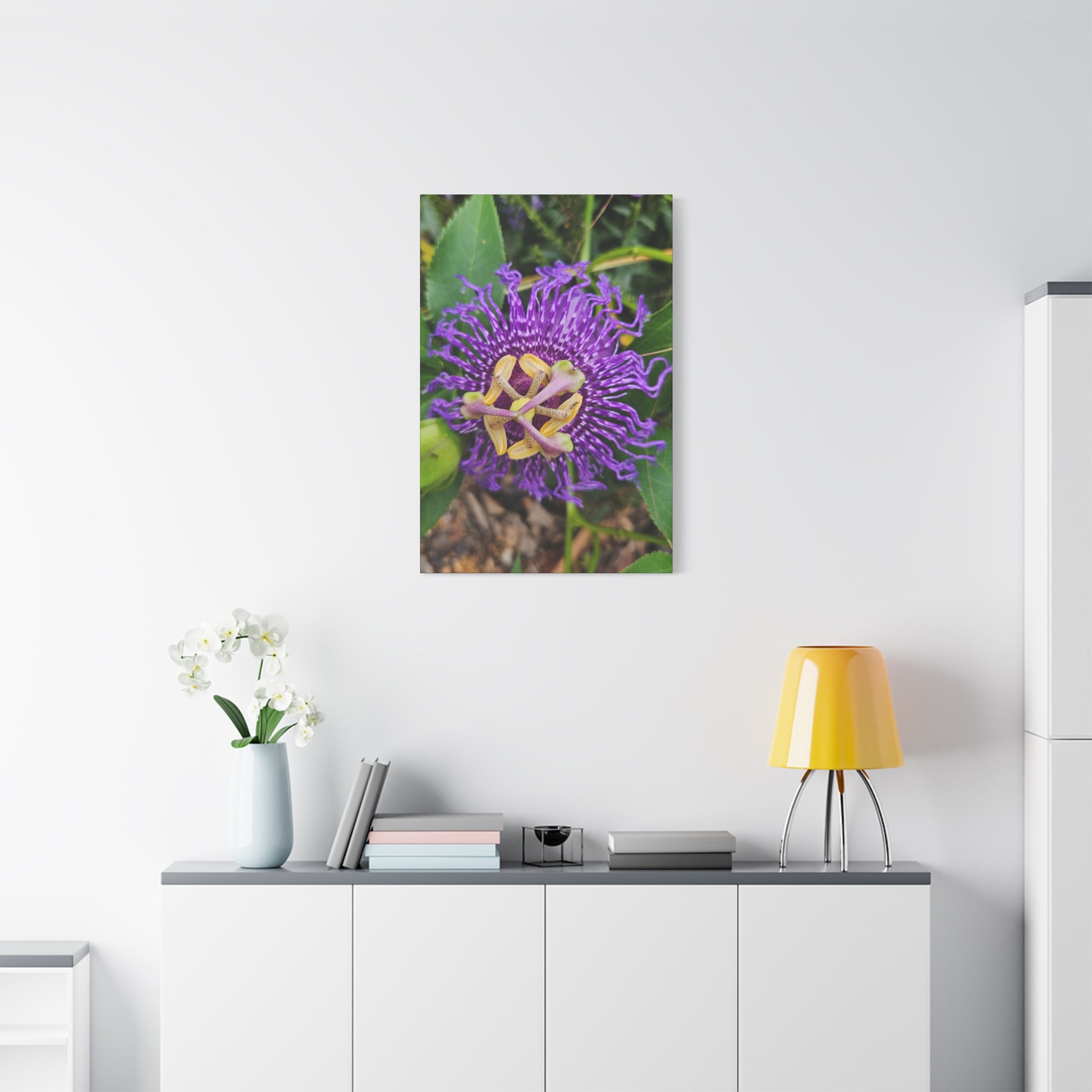 Purple Passionflower Close-Up Matte Canvas Print (Stretched)