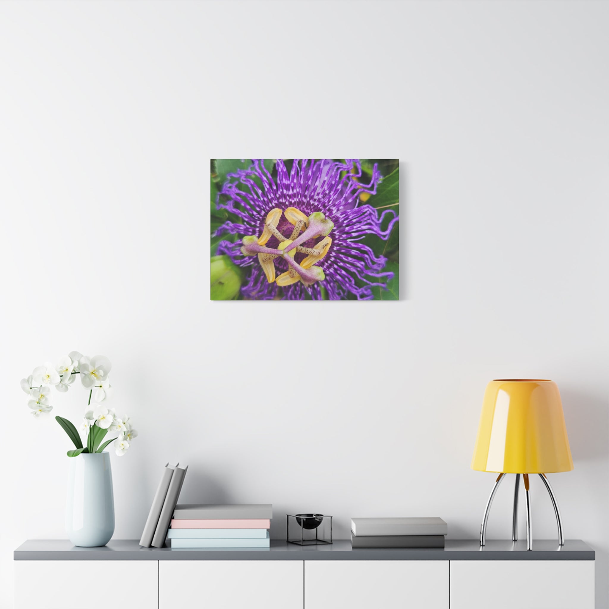 Purple Passionflower Close-Up Matte Canvas Print (Stretched)