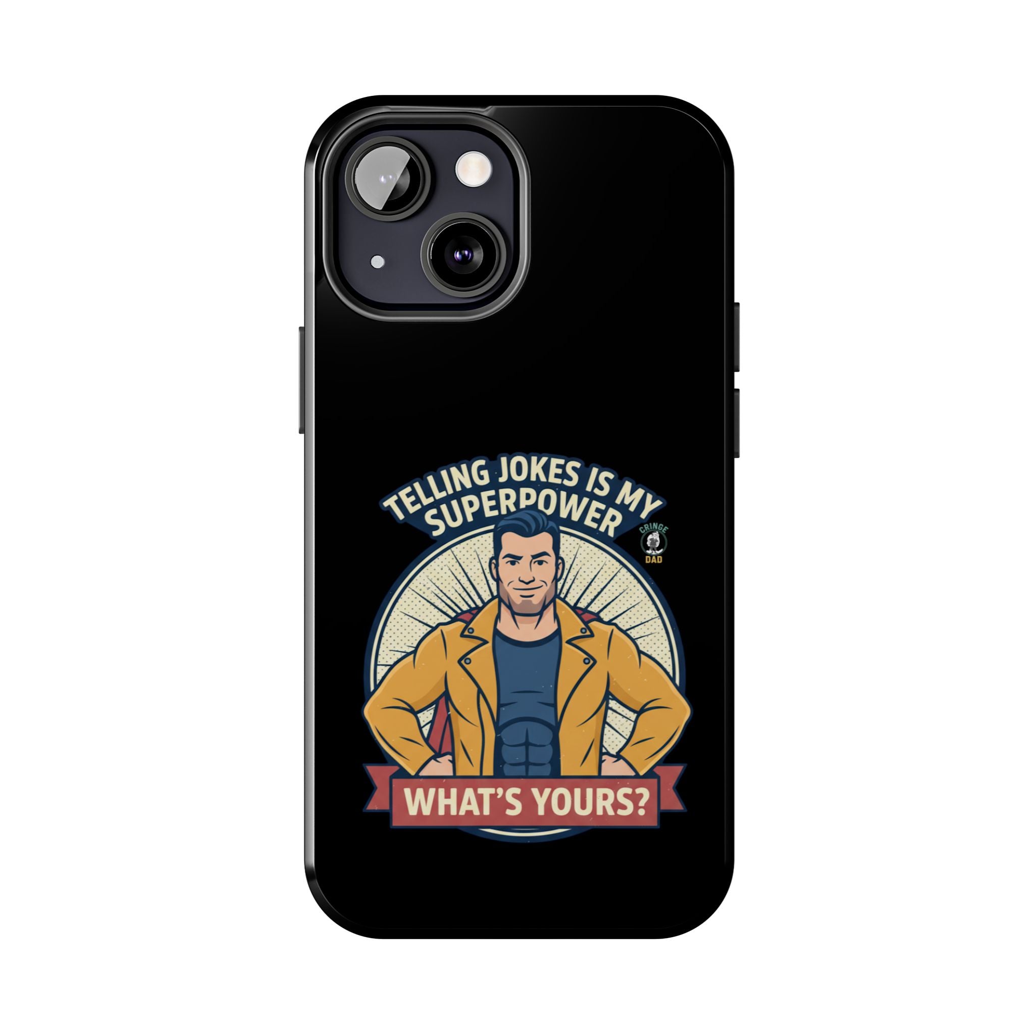 Telling Jokes Is My Superpower Phone Case | Humorous Man Illustration