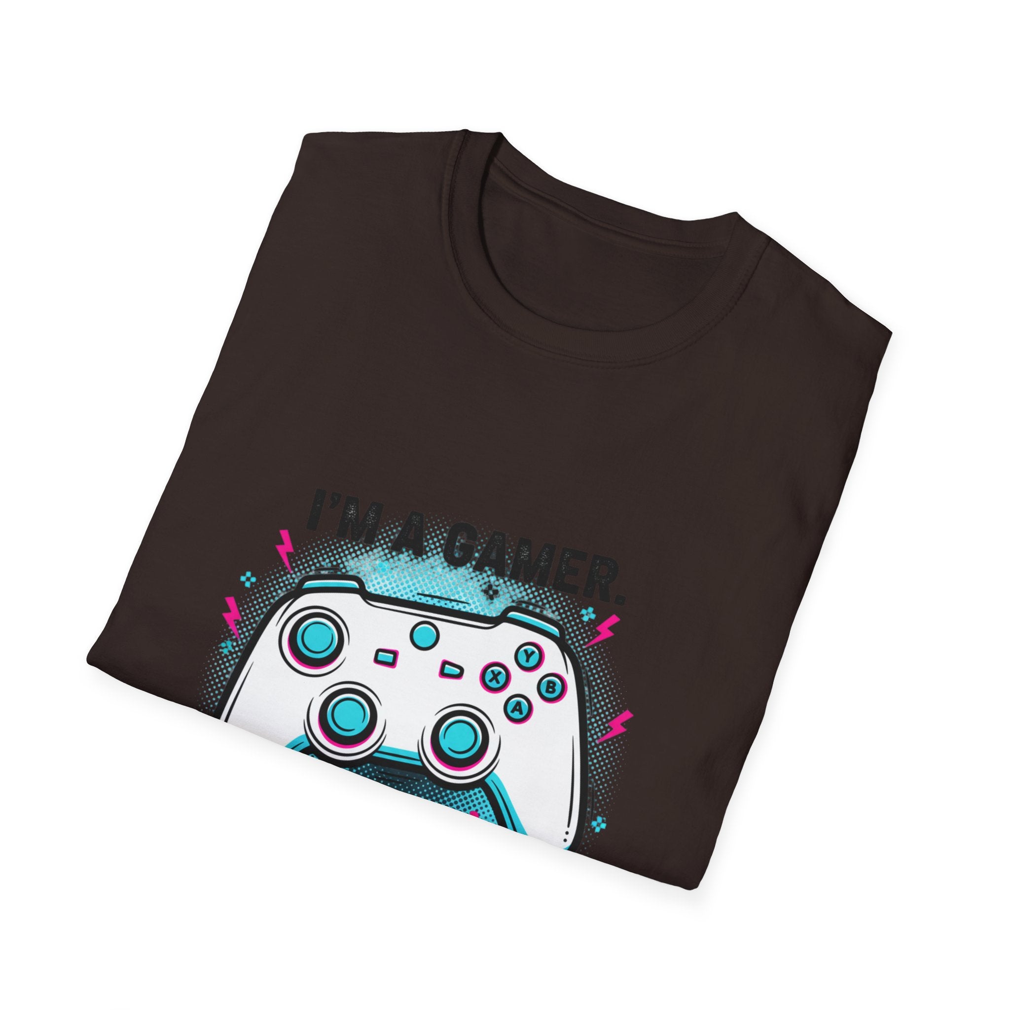 Im a Gamer What's Your Superpower Graphic T-Shirt | Retro Neon Gaming Console Text