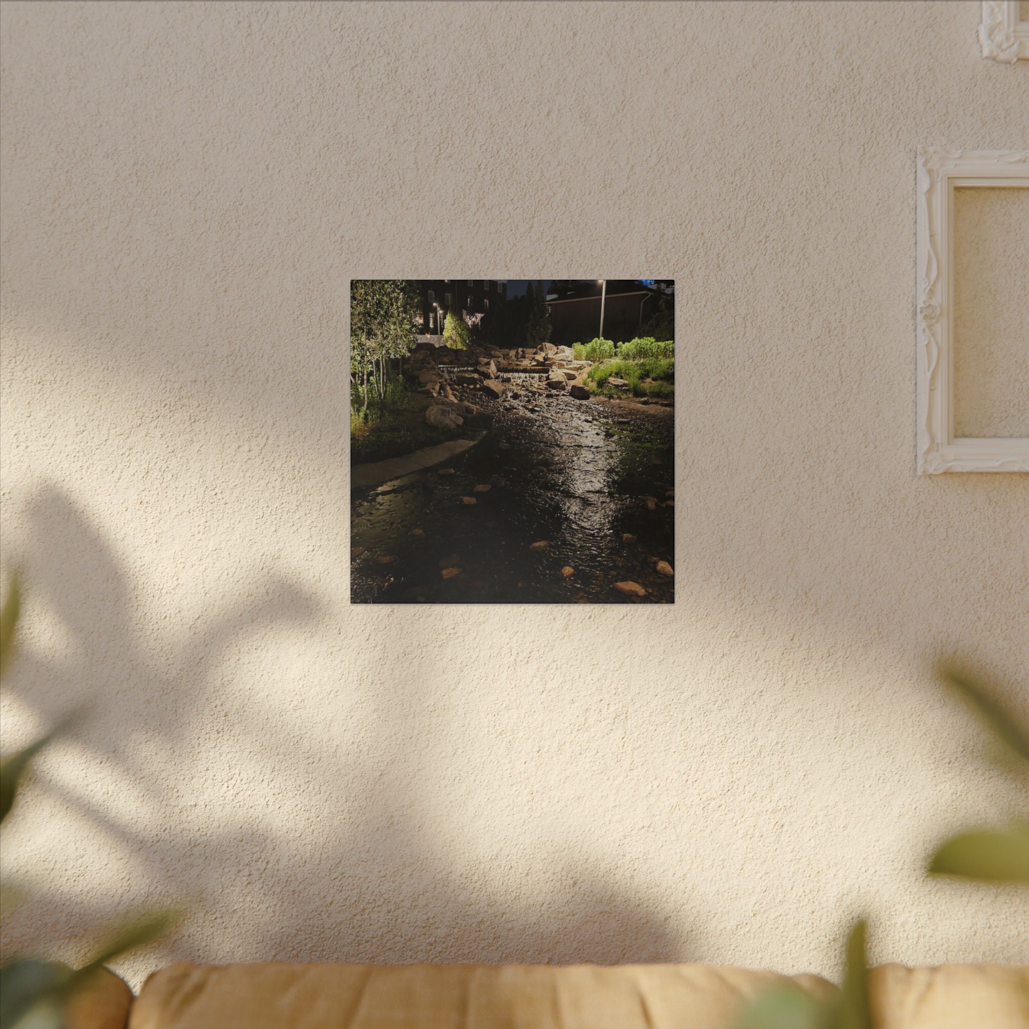 Nighttime Waterfall Landscape Canvas | Matte Stretched Wall Art
