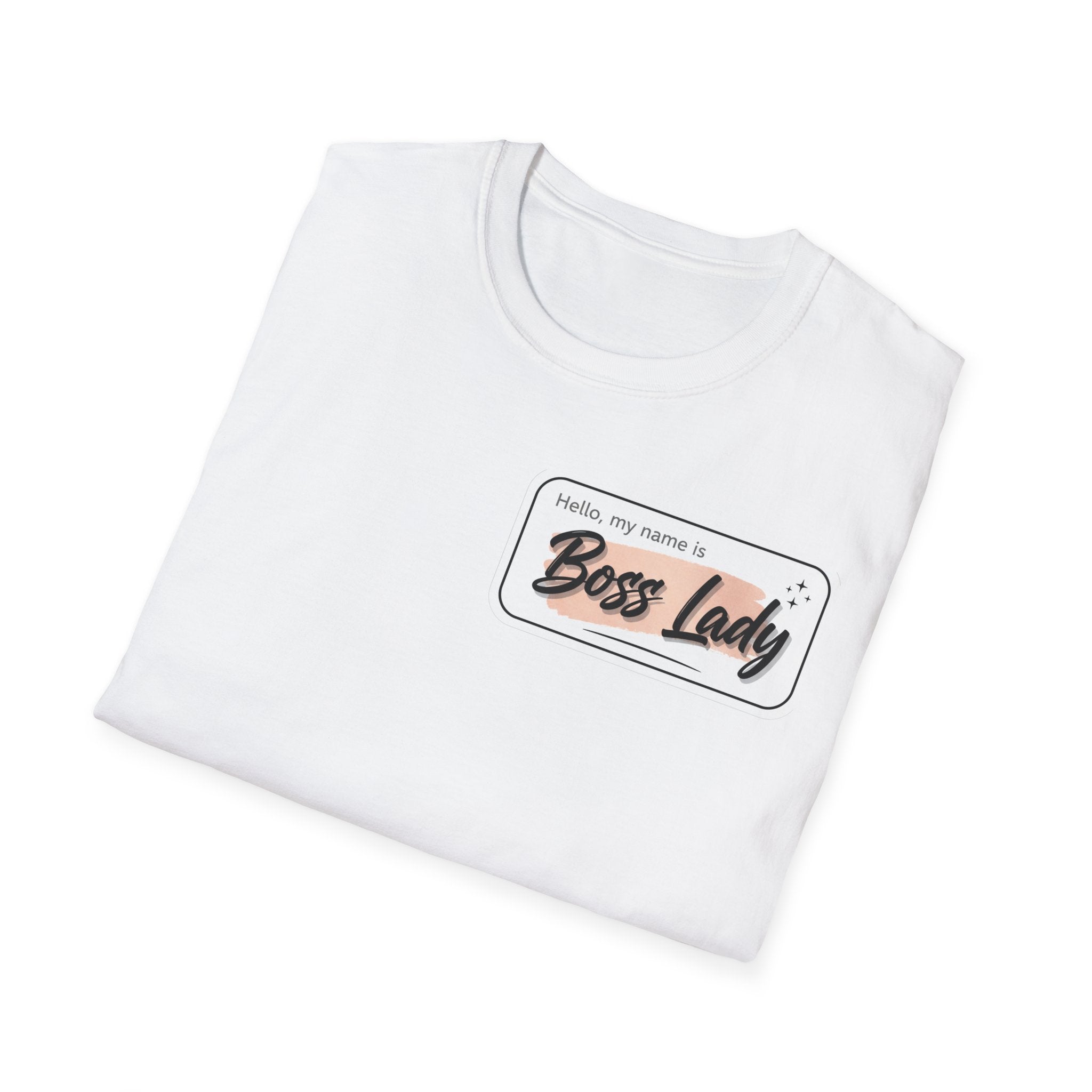 Boss Lady name tag T-Shirt | Feminine script badge design