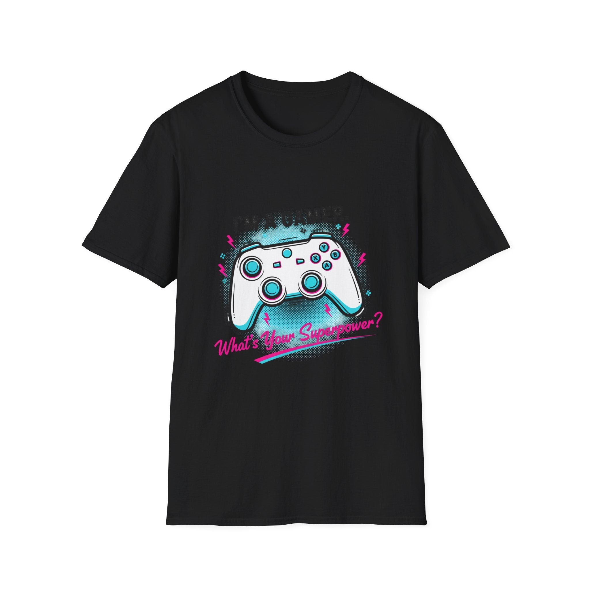 Im a Gamer, What's Your Superpower Graphic T-Shirt | Retro Neon Gaming Console Text