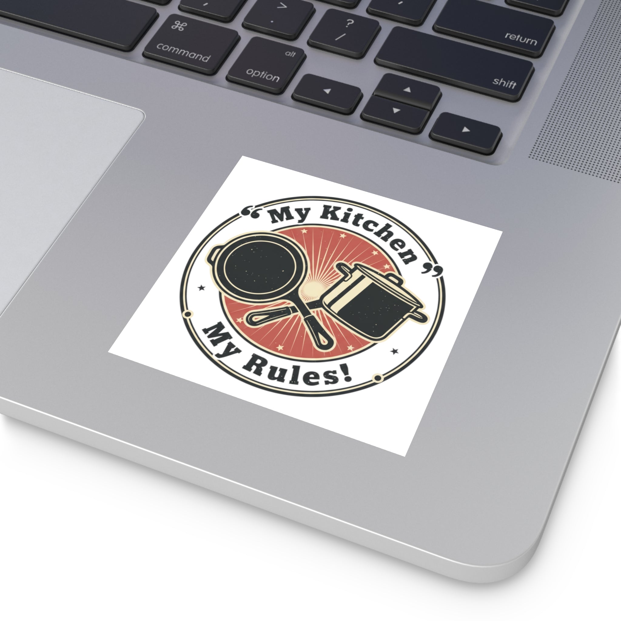 Square Vinyl Sticker — "My Kitchen My Rules" Vintage Cooking Decal