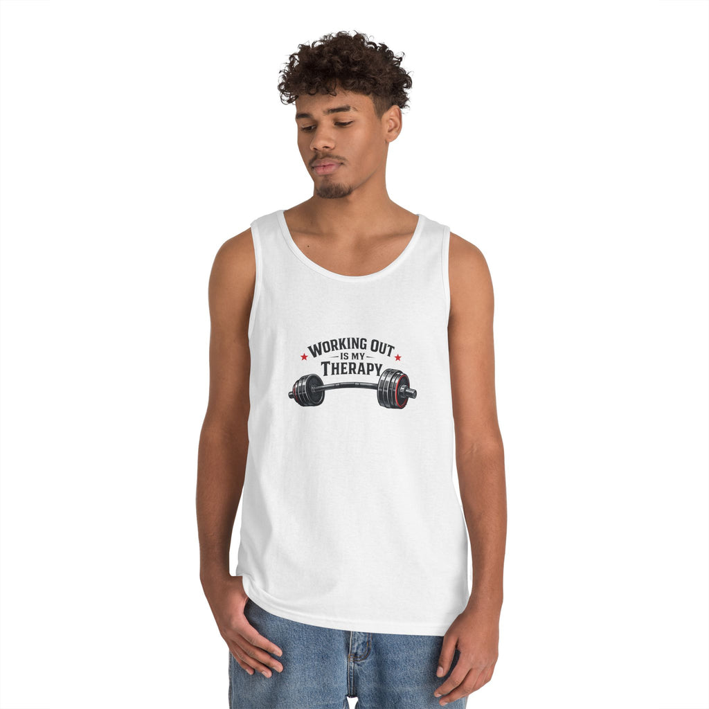 Working Out Is My Therapy Tank Top | Barbell Fitness Workout Tee