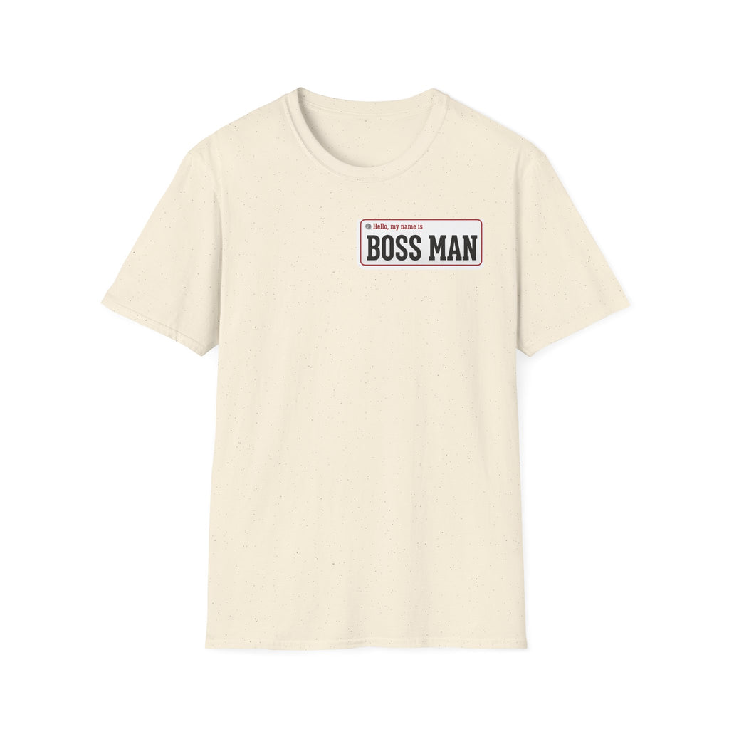 Boss Man name badge T-Shirt | Minimal Badge Graphic Tee