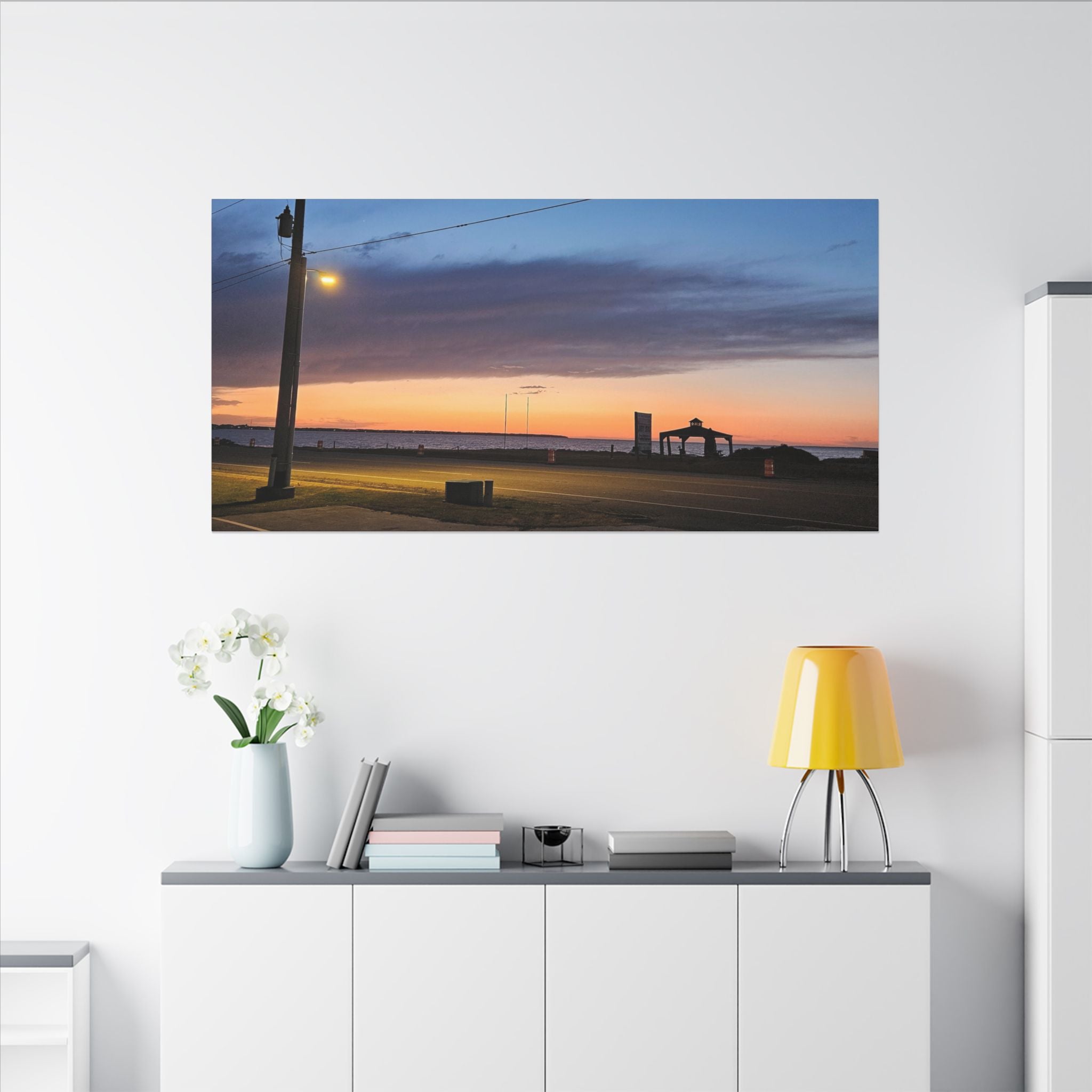 Sunset Pier Silhouette Canvas | Stretched Matte Wall Art