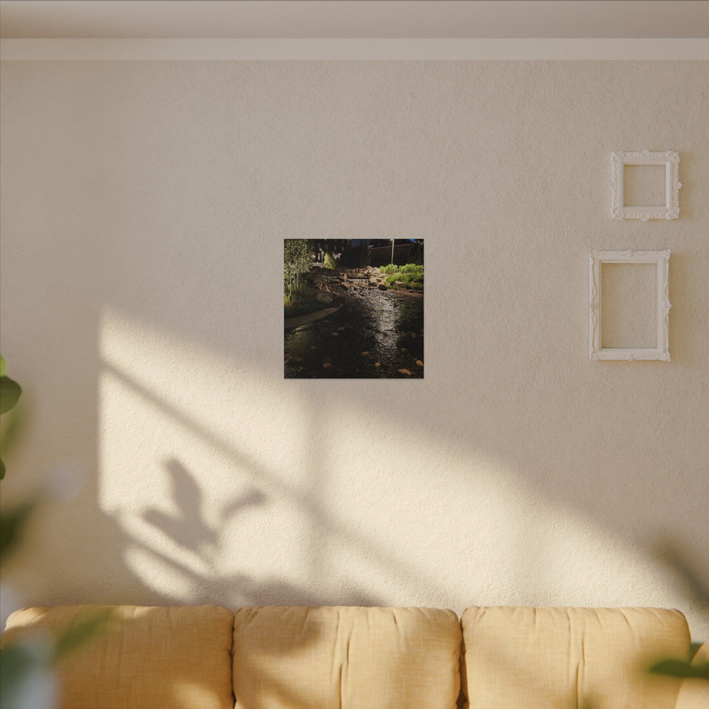 Nighttime Waterfall Landscape Canvas | Matte Stretched Wall Art