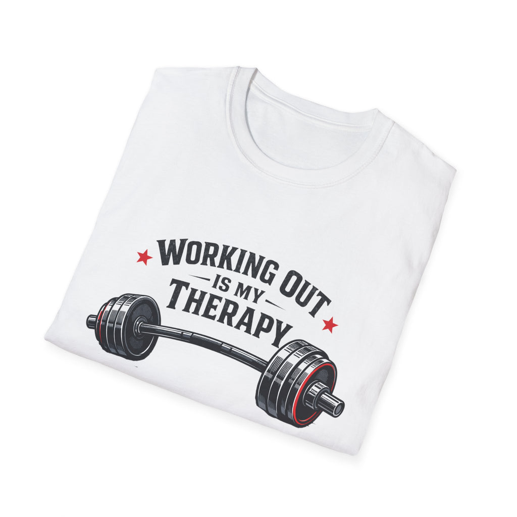 Working Out Is My Therapy T-Shirt — Barbell Fitness Gym Tee
