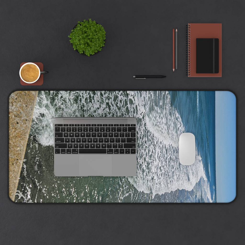 Ocean Waves Beach Scene Desk Mat | Coastal Seascape Mousepad