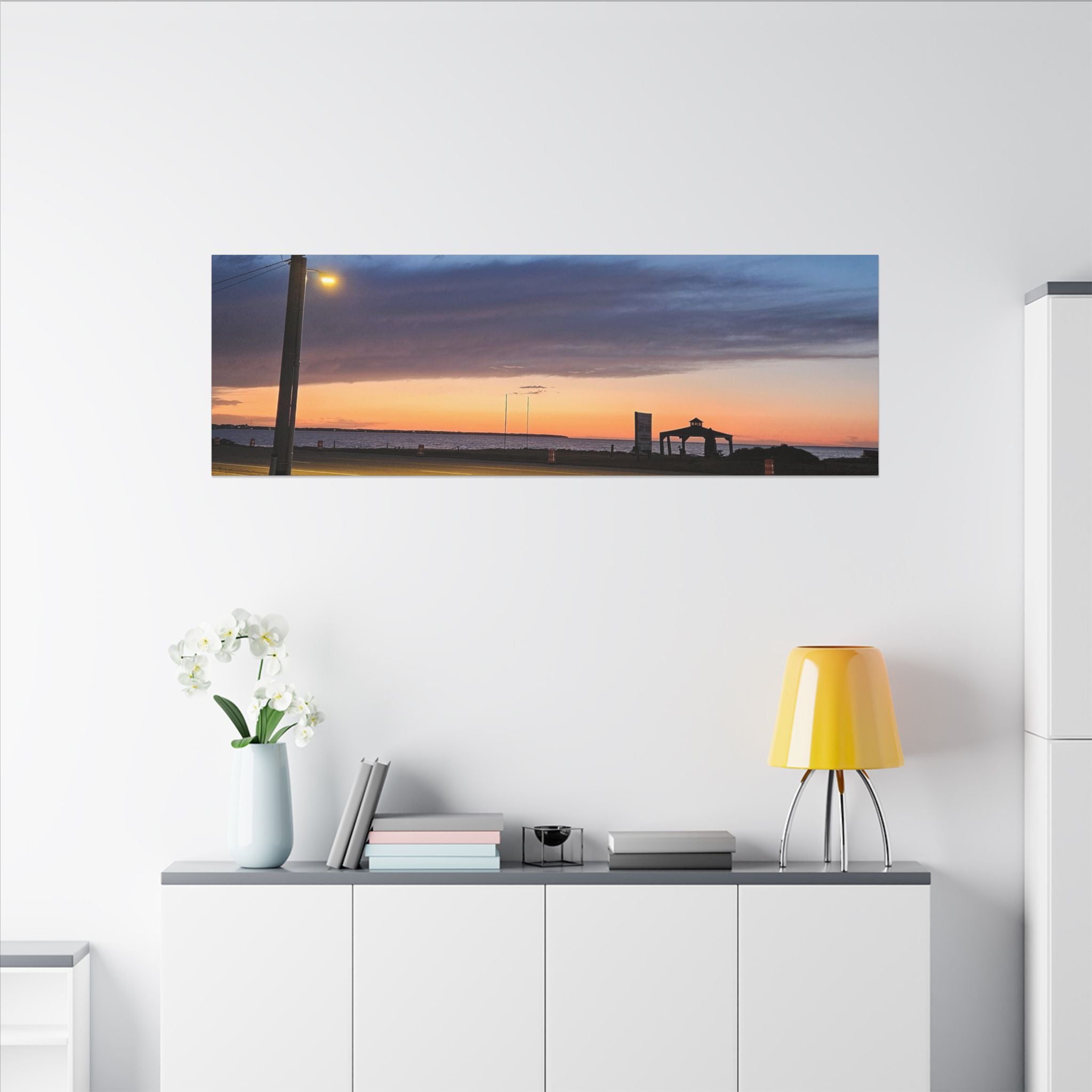Sunset Pier Silhouette Canvas | Stretched Matte Wall Art