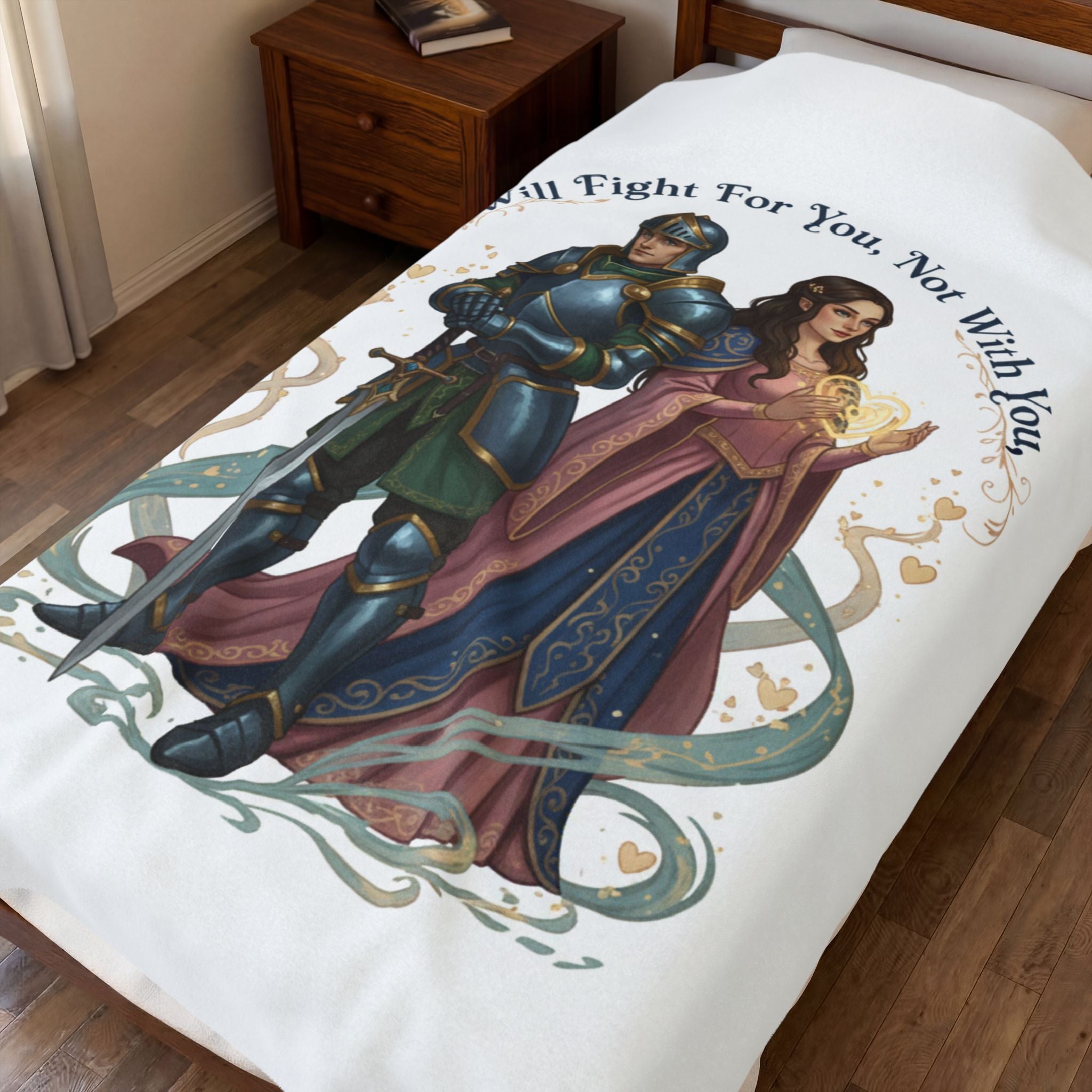 I Will Fight For You Not With You Blanket | Knight and Princess Illustration