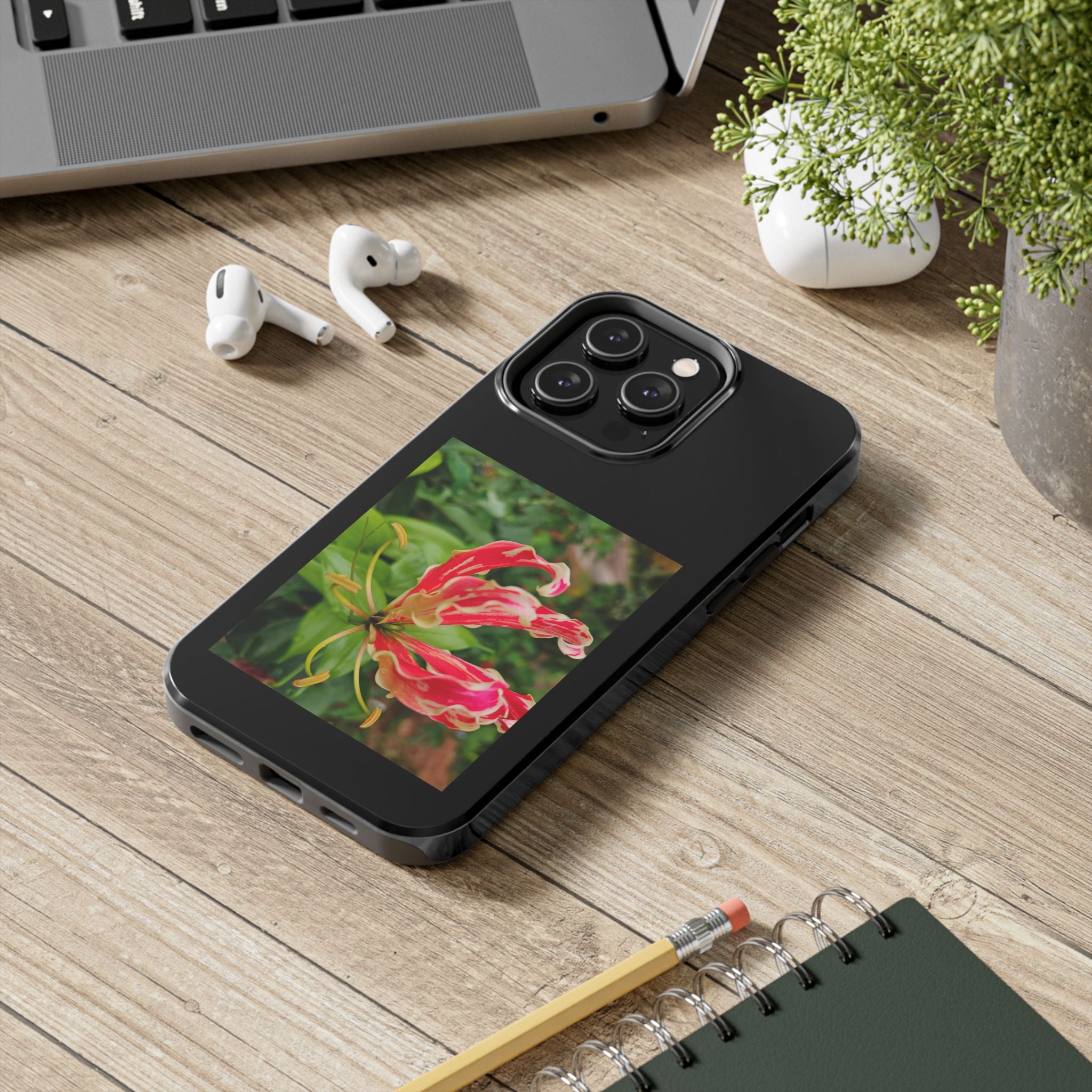 Gloriosa Lily Tough Phone Case | Red Tropical Flower Phone Case