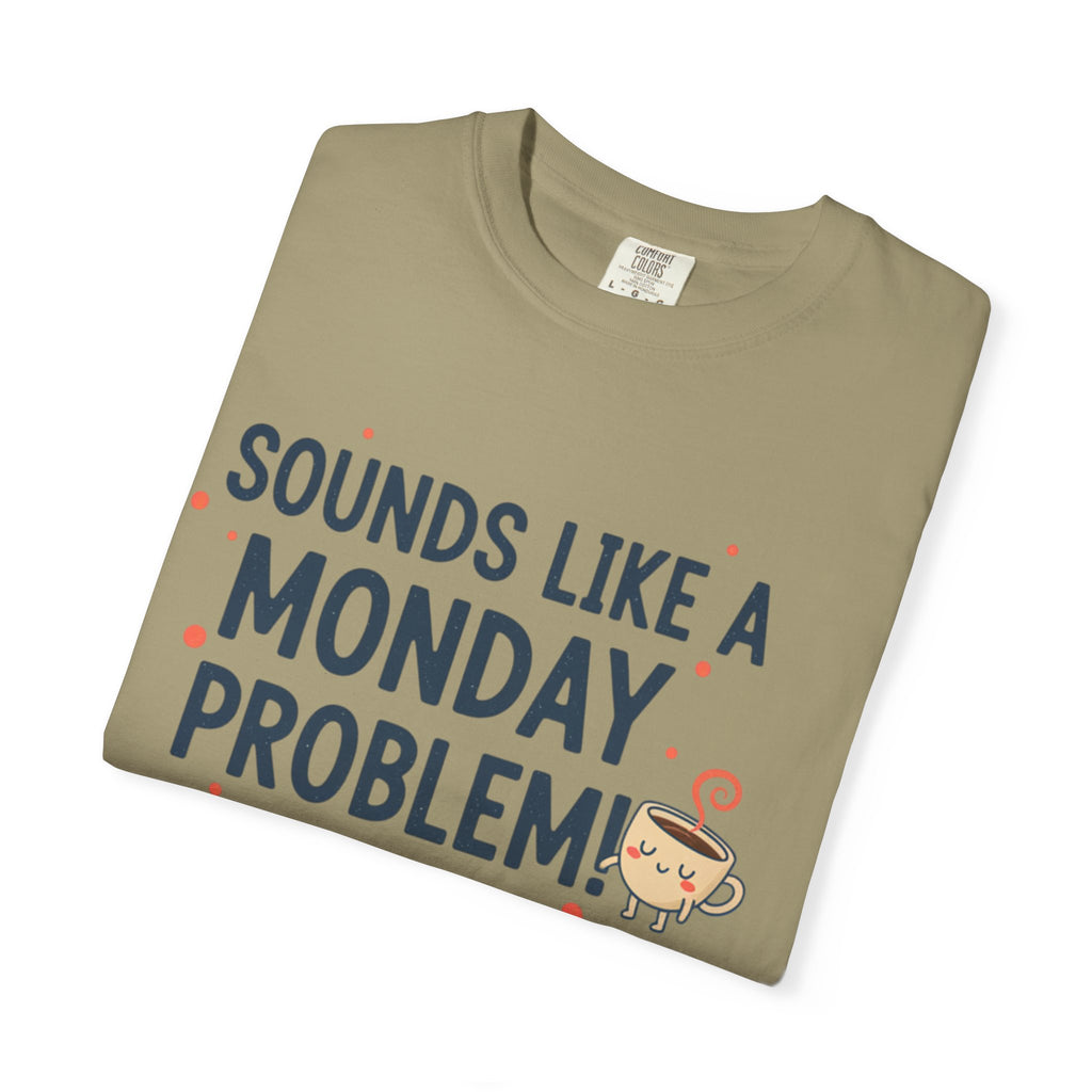 Sounds Like a Monday Problem T-shirt | Coffee Cartoon, Funny Text Tee