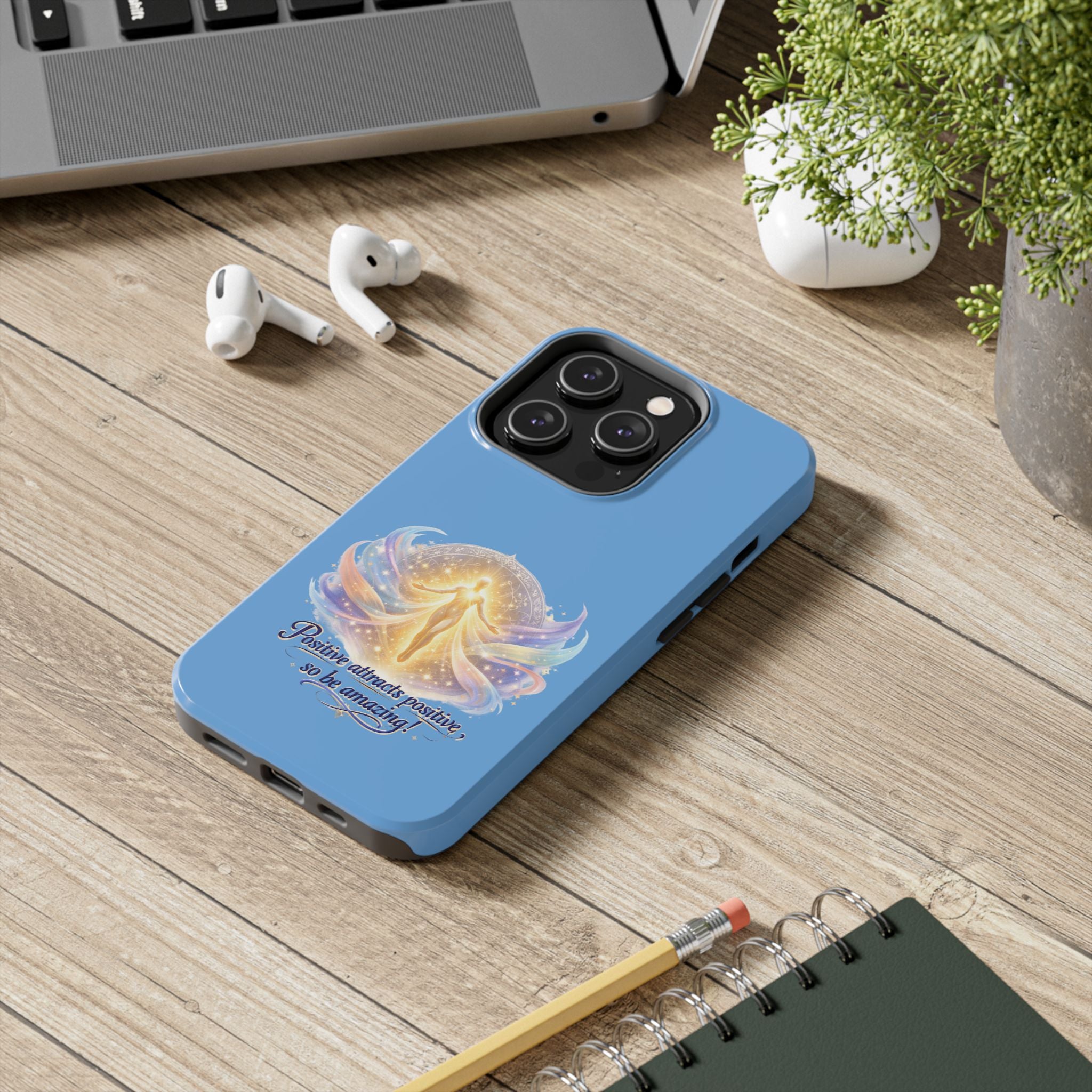 Positive Attracts Positive angel artwork Phone Case | inspirational spiritual design