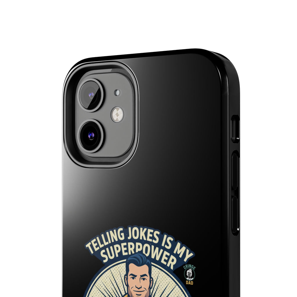 Telling Jokes Is My Superpower Phone Case | Humorous Man Illustration