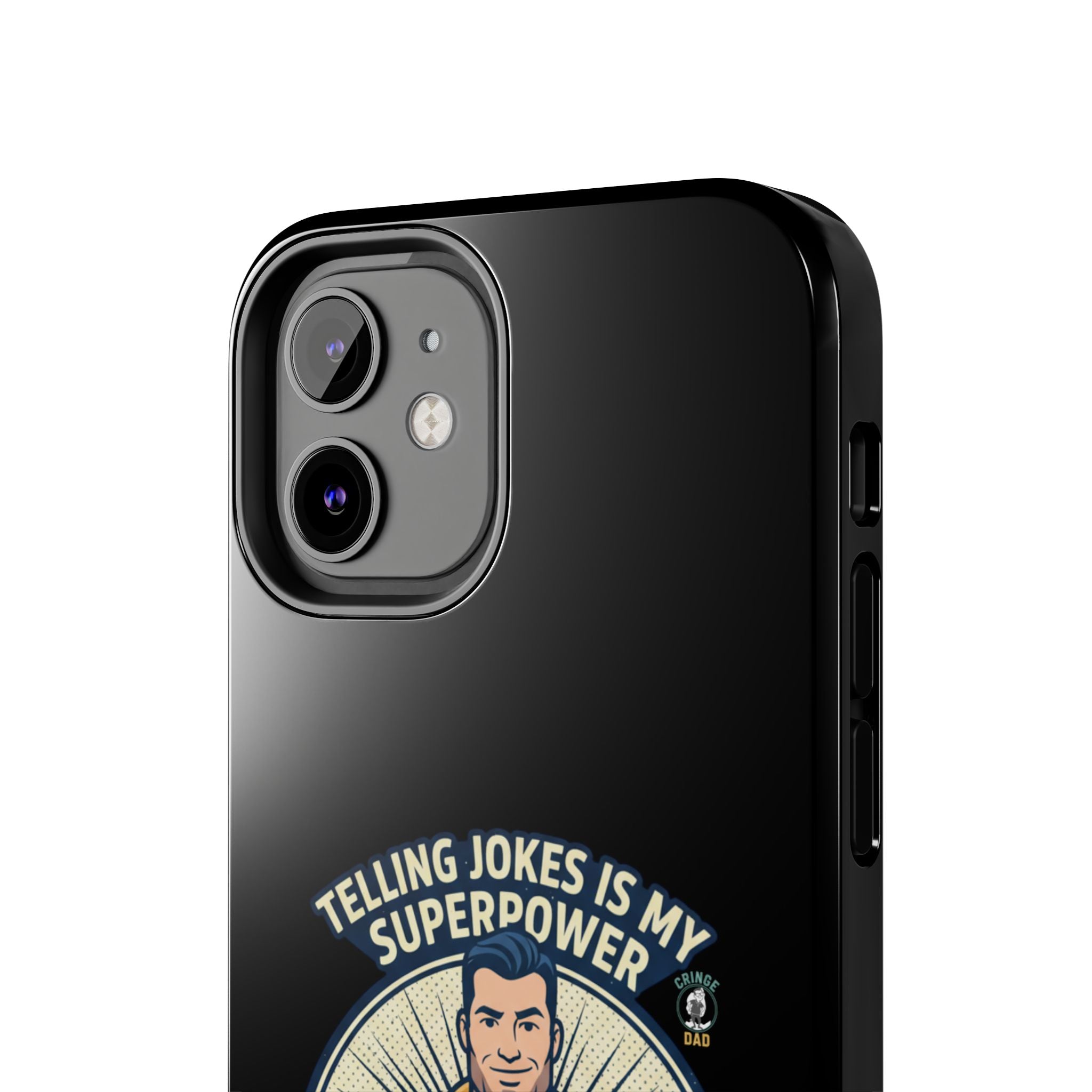 Telling Jokes Is My Superpower Phone Case | Humorous Man Illustration