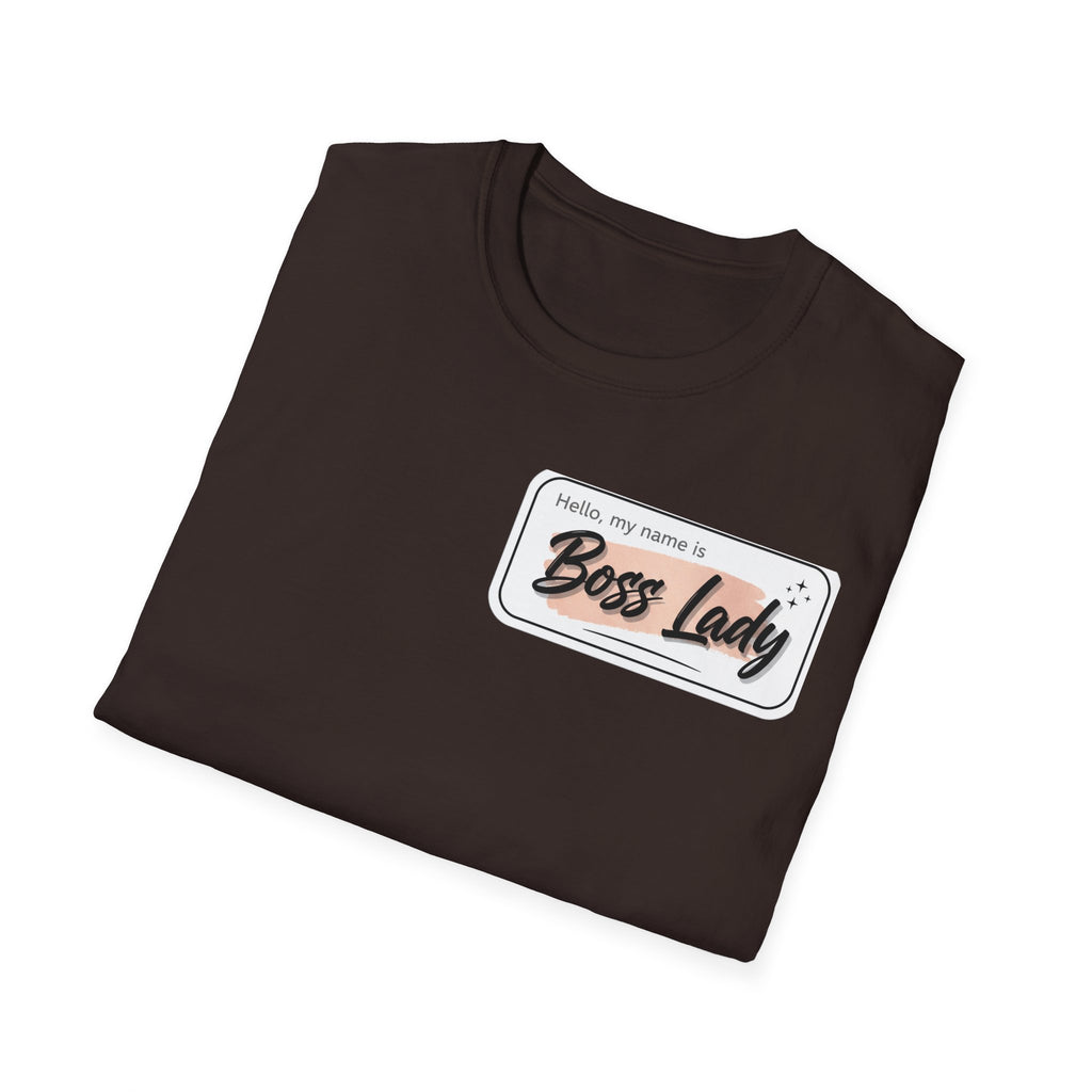 Boss Lady name tag T-Shirt | Feminine script badge design
