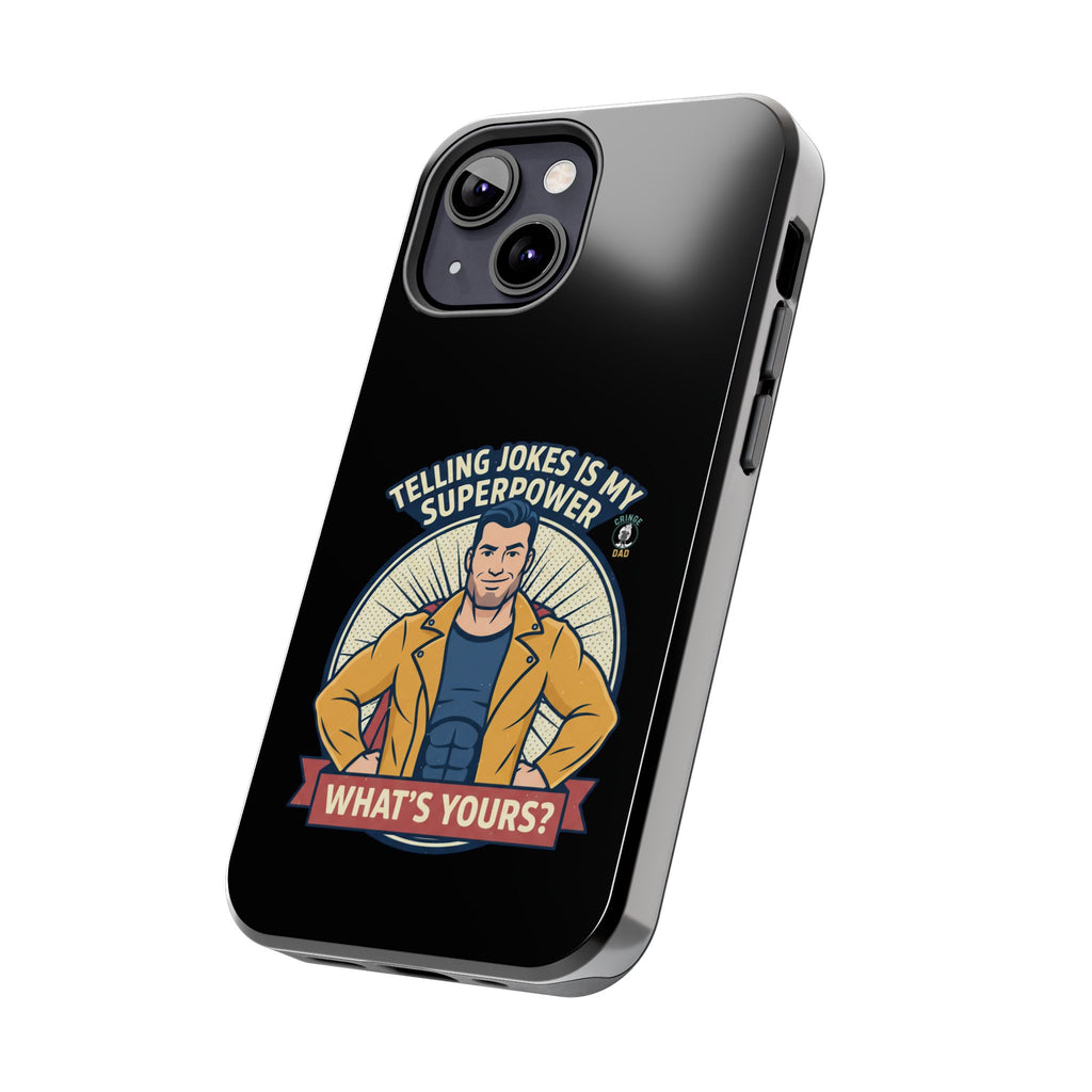 Telling Jokes Is My Superpower Phone Case | Humorous Man Illustration