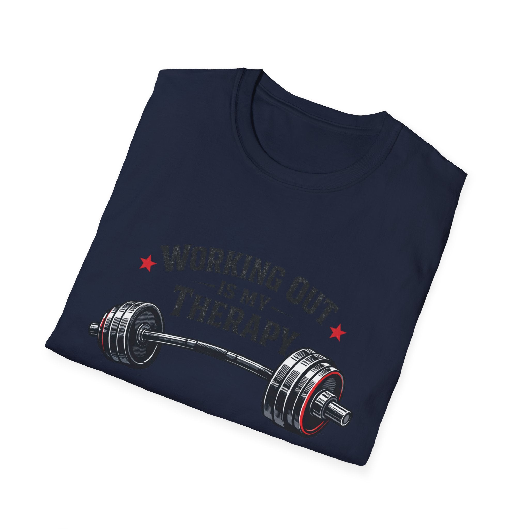 Working Out Is My Therapy T-Shirt — Barbell Fitness Gym Tee