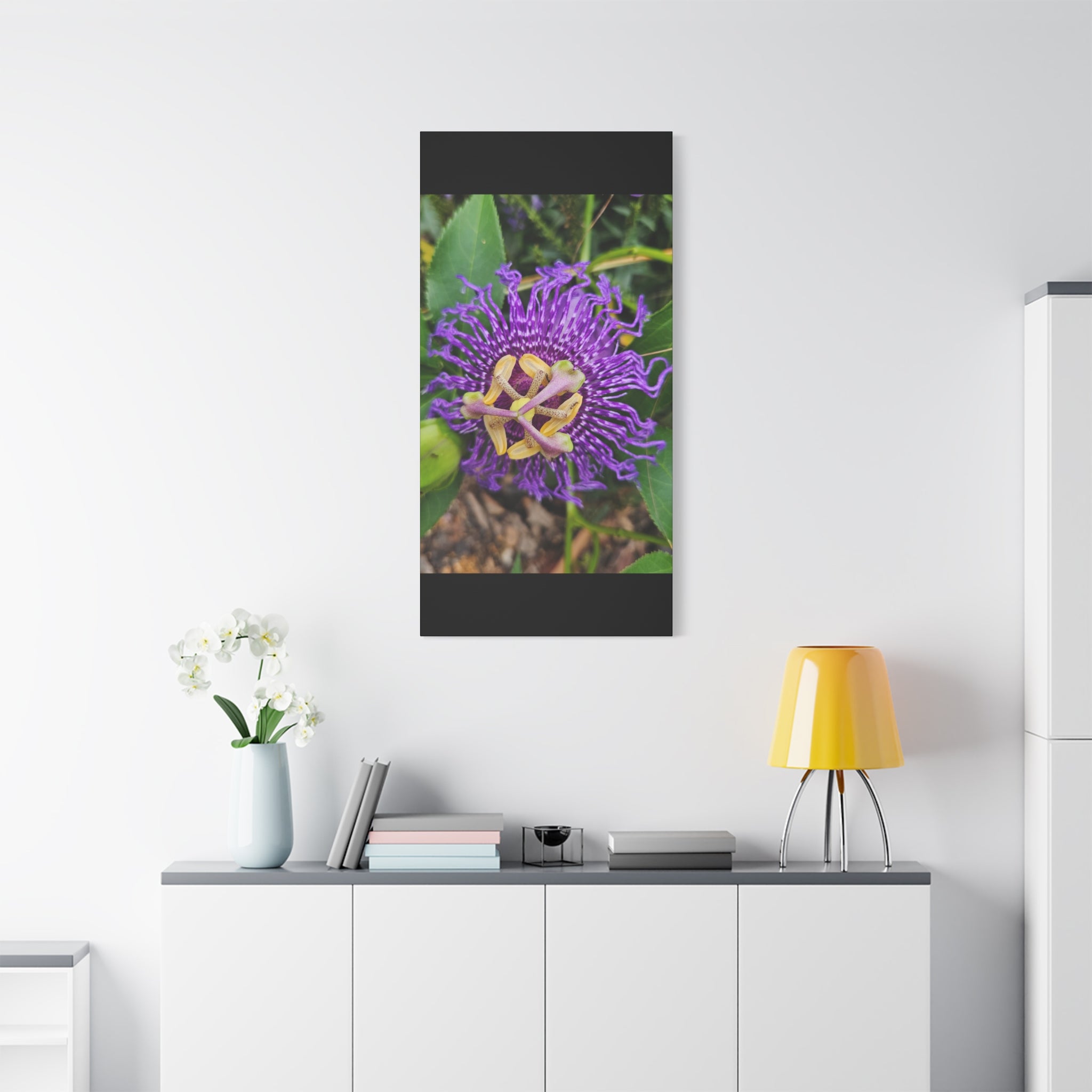 Purple Passionflower Close-Up Matte Canvas Print (Stretched)