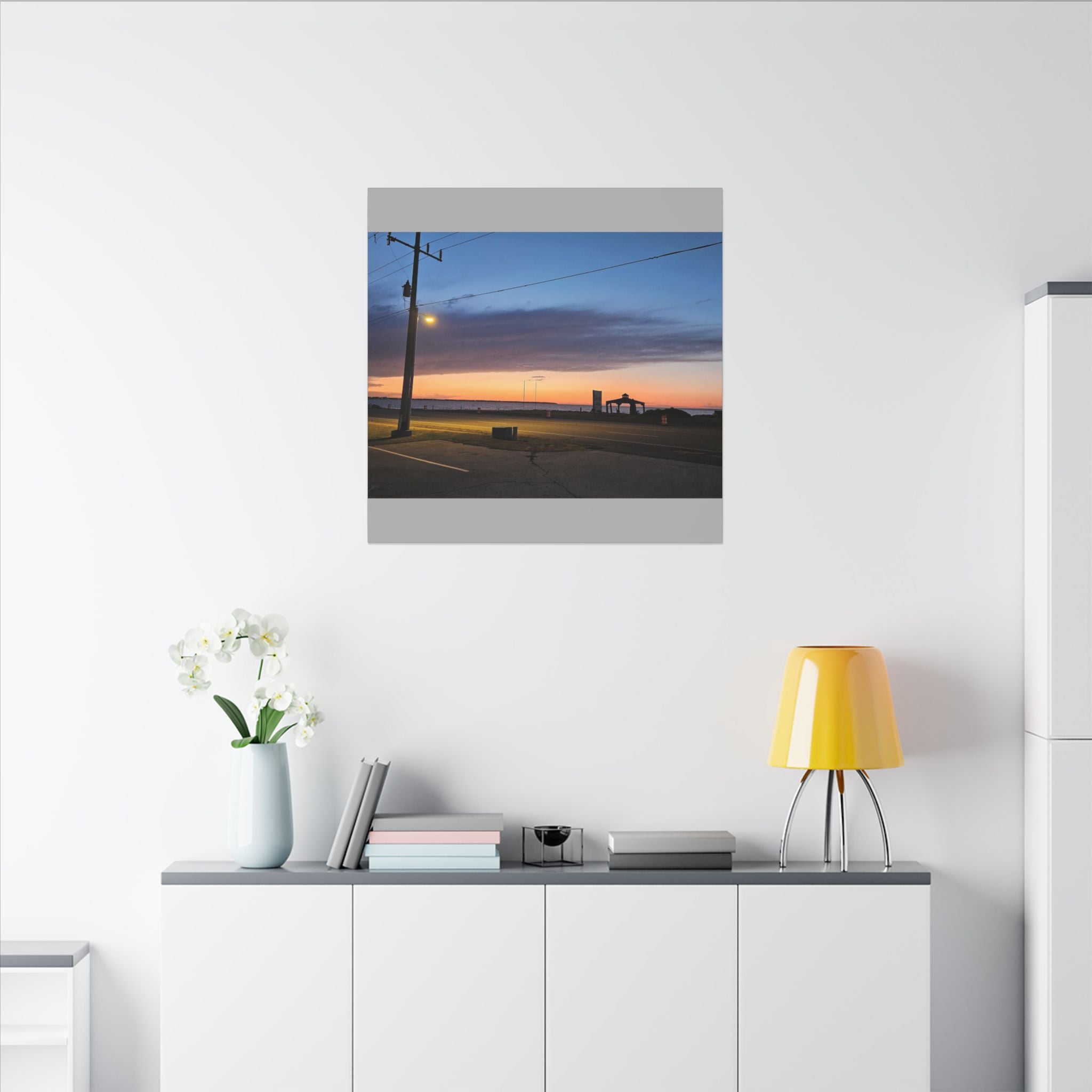 Sunset Pier Silhouette Canvas | Stretched Matte Wall Art