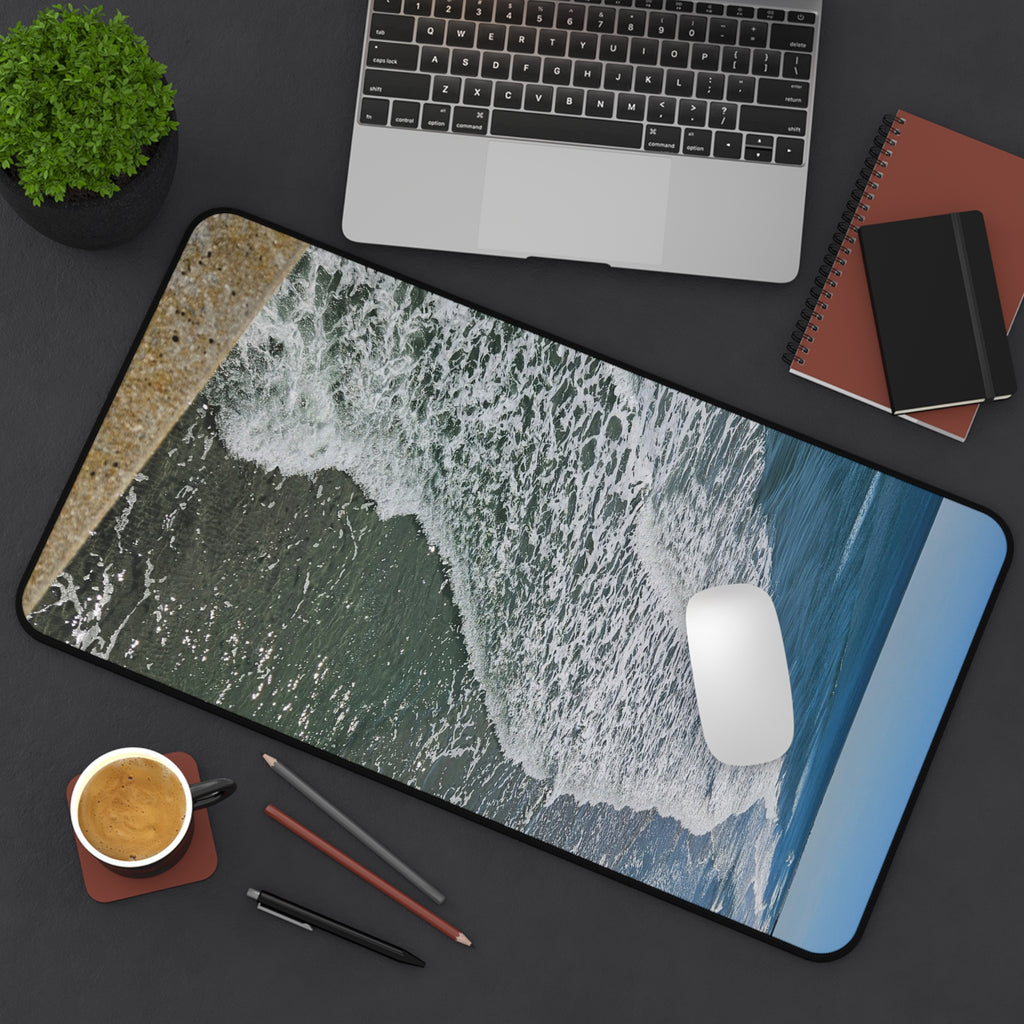 Ocean Waves Beach Scene Desk Mat | Coastal Seascape Mousepad