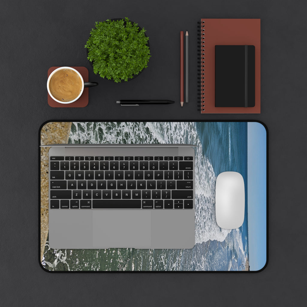 Ocean Waves Beach Scene Desk Mat | Coastal Seascape Mousepad