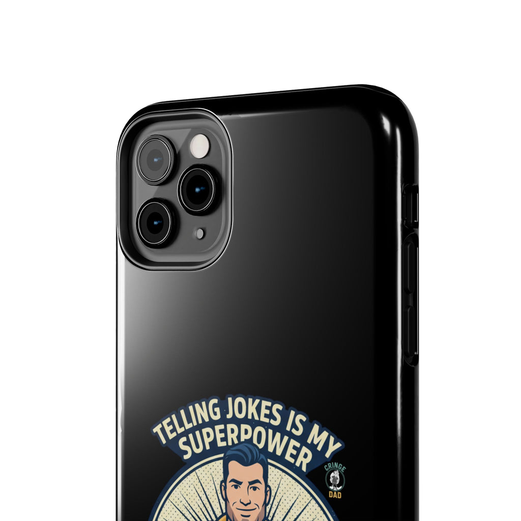 Telling Jokes Is My Superpower Phone Case | Humorous Man Illustration
