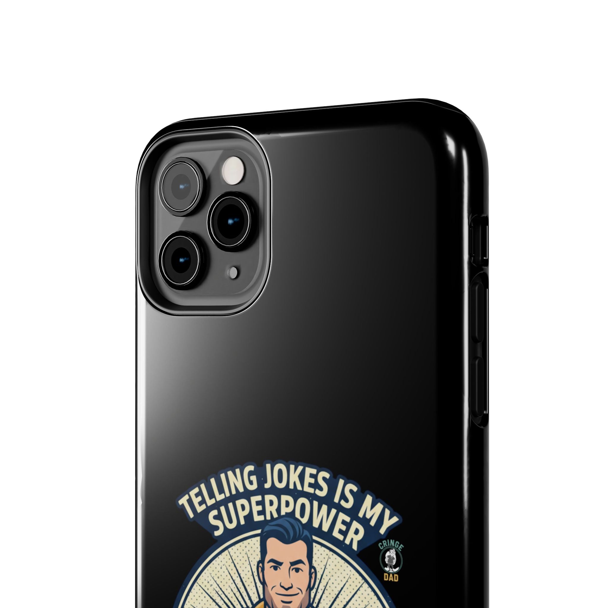Telling Jokes Is My Superpower Phone Case | Humorous Man Illustration