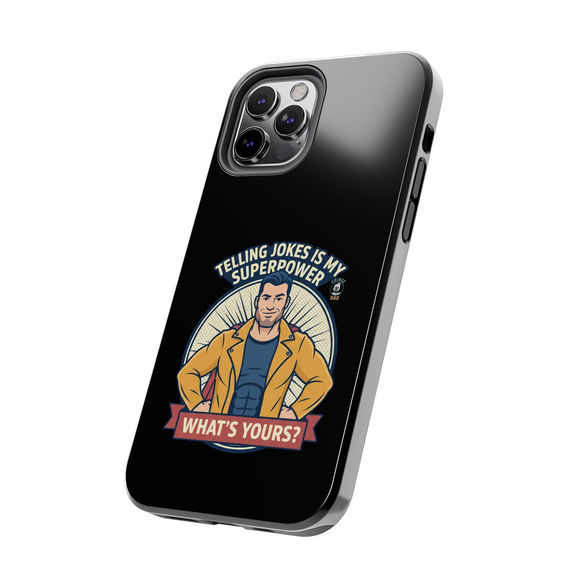 Telling Jokes Is My Superpower Phone Case | Humorous Man Illustration
