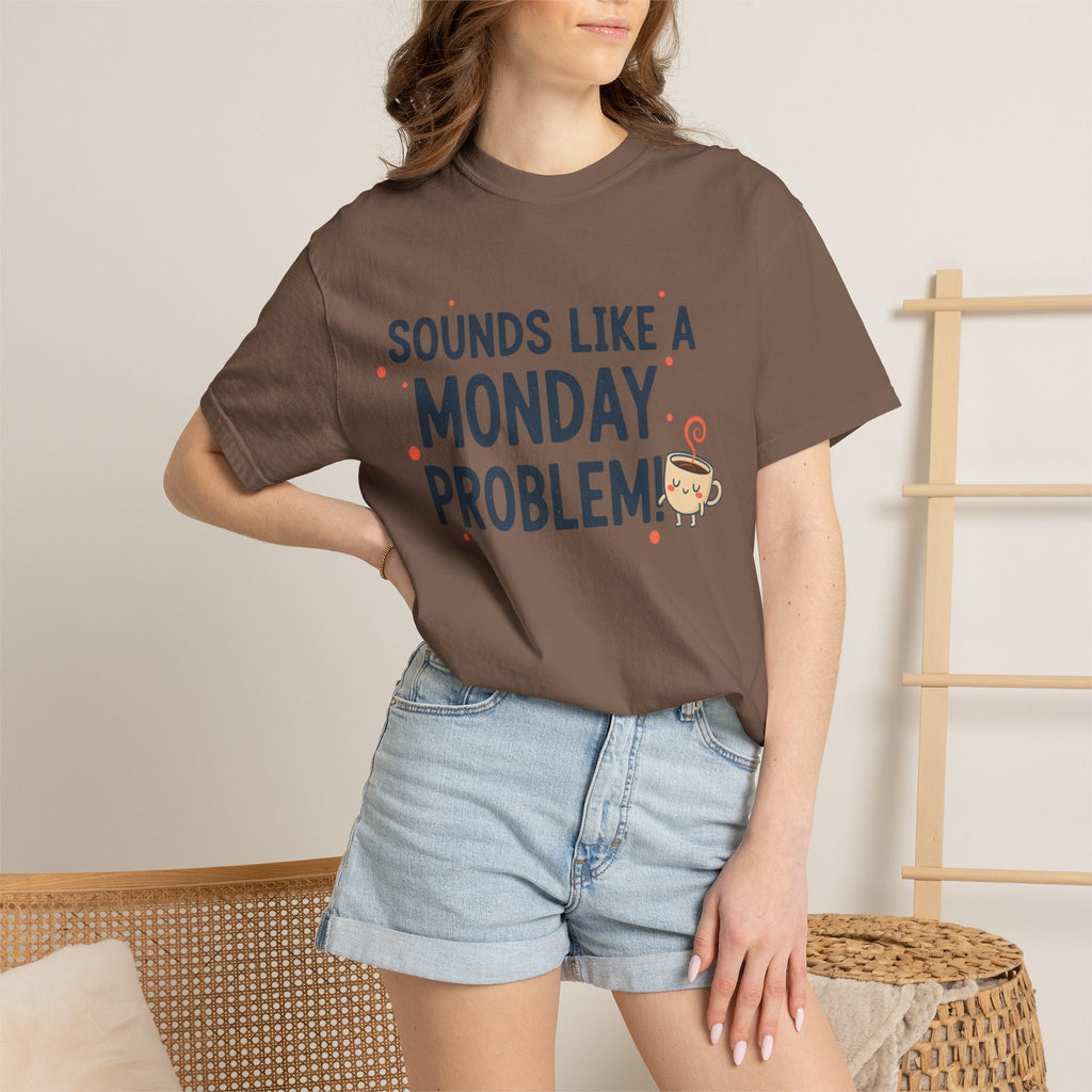 Sounds Like a Monday Problem T-shirt | Coffee Cartoon, Funny Text Tee
