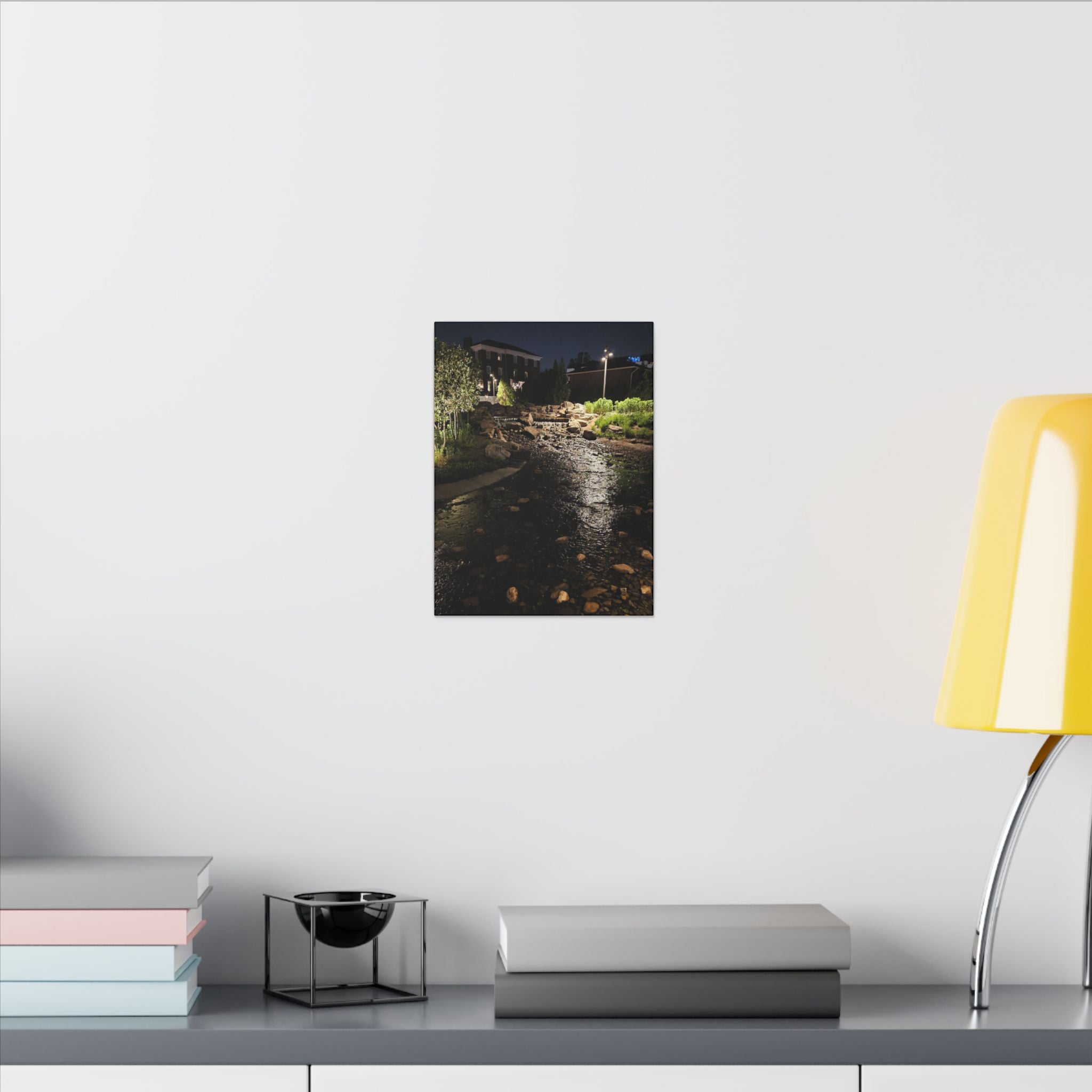 Nighttime Waterfall Landscape Canvas | Matte Stretched Wall Art