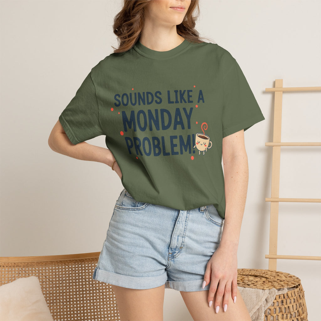 Sounds Like a Monday Problem T-shirt | Coffee Cartoon, Funny Text Tee