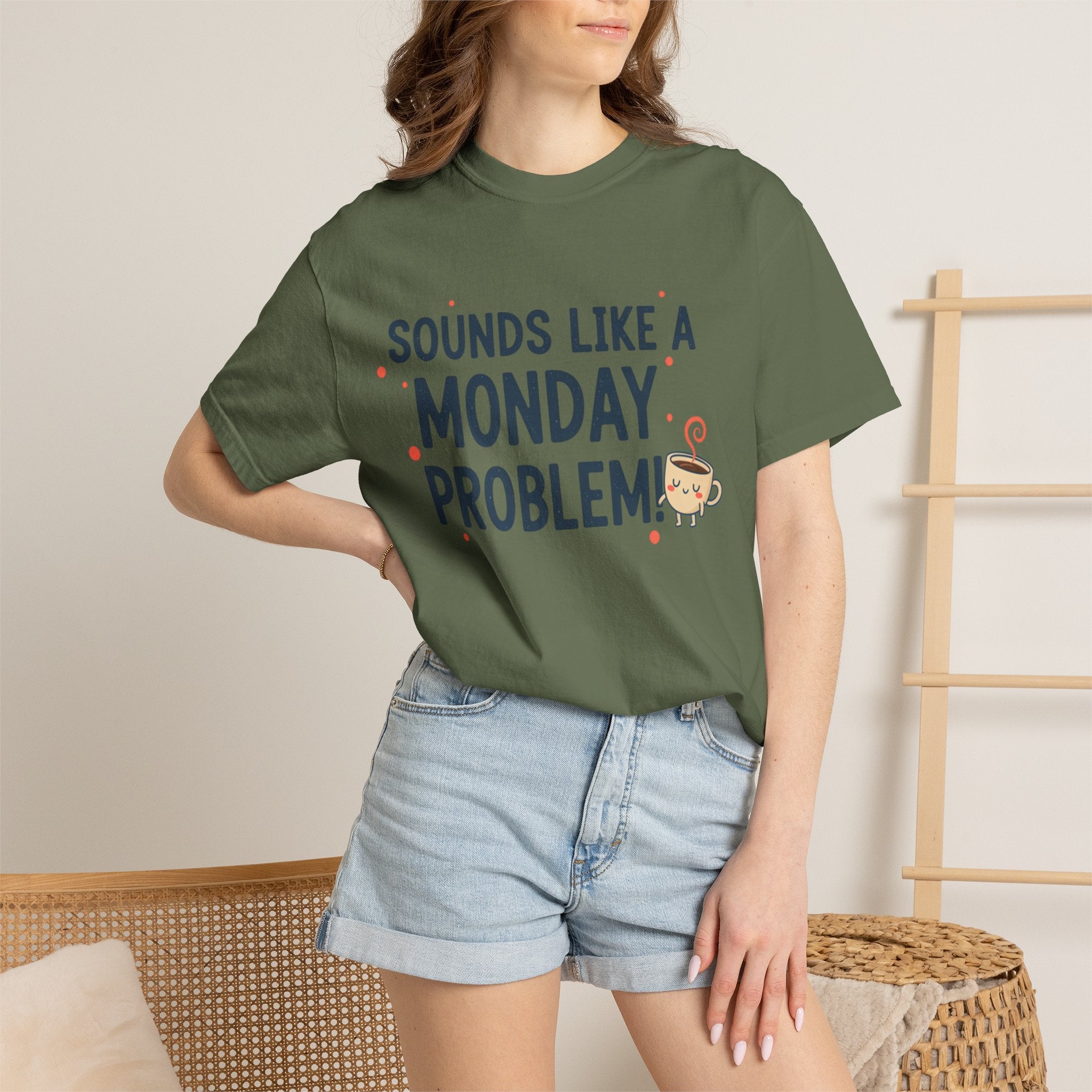 Sounds Like a Monday Problem T-shirt | Coffee Cartoon, Funny Text Tee