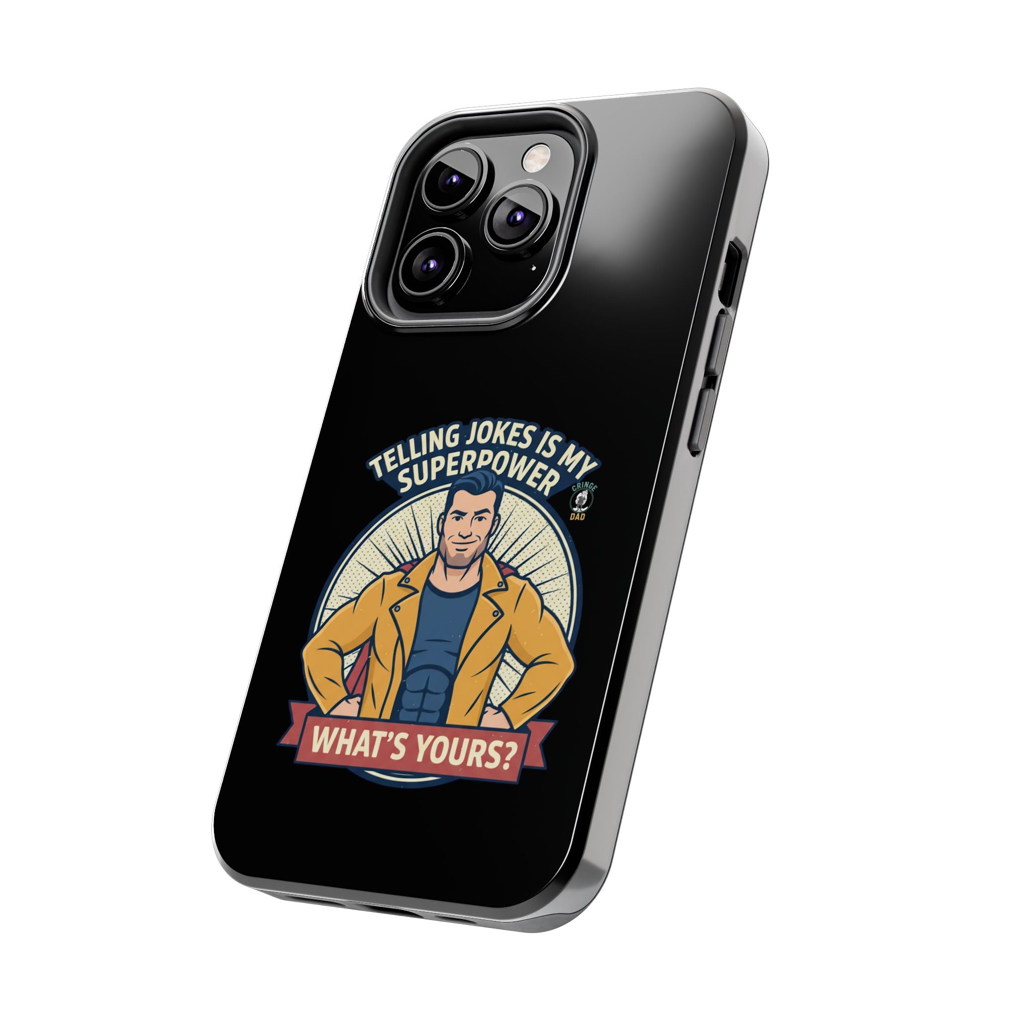 Telling Jokes Is My Superpower Phone Case | Humorous Man Illustration