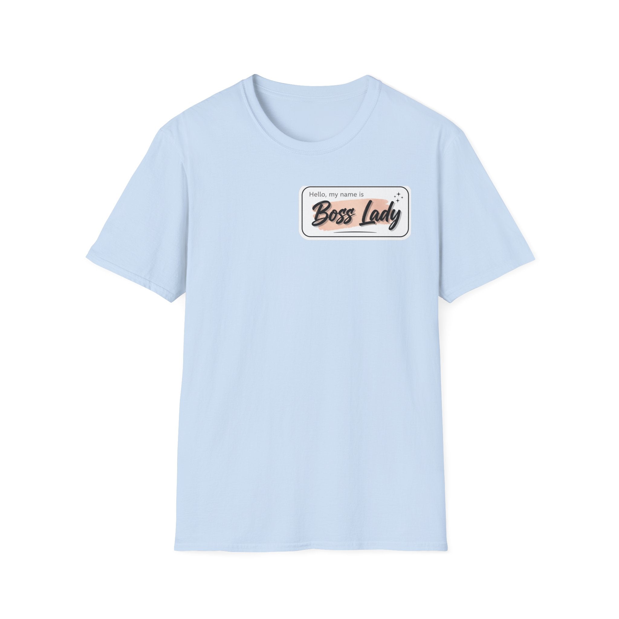 Boss Lady name tag T-Shirt | Feminine script badge design