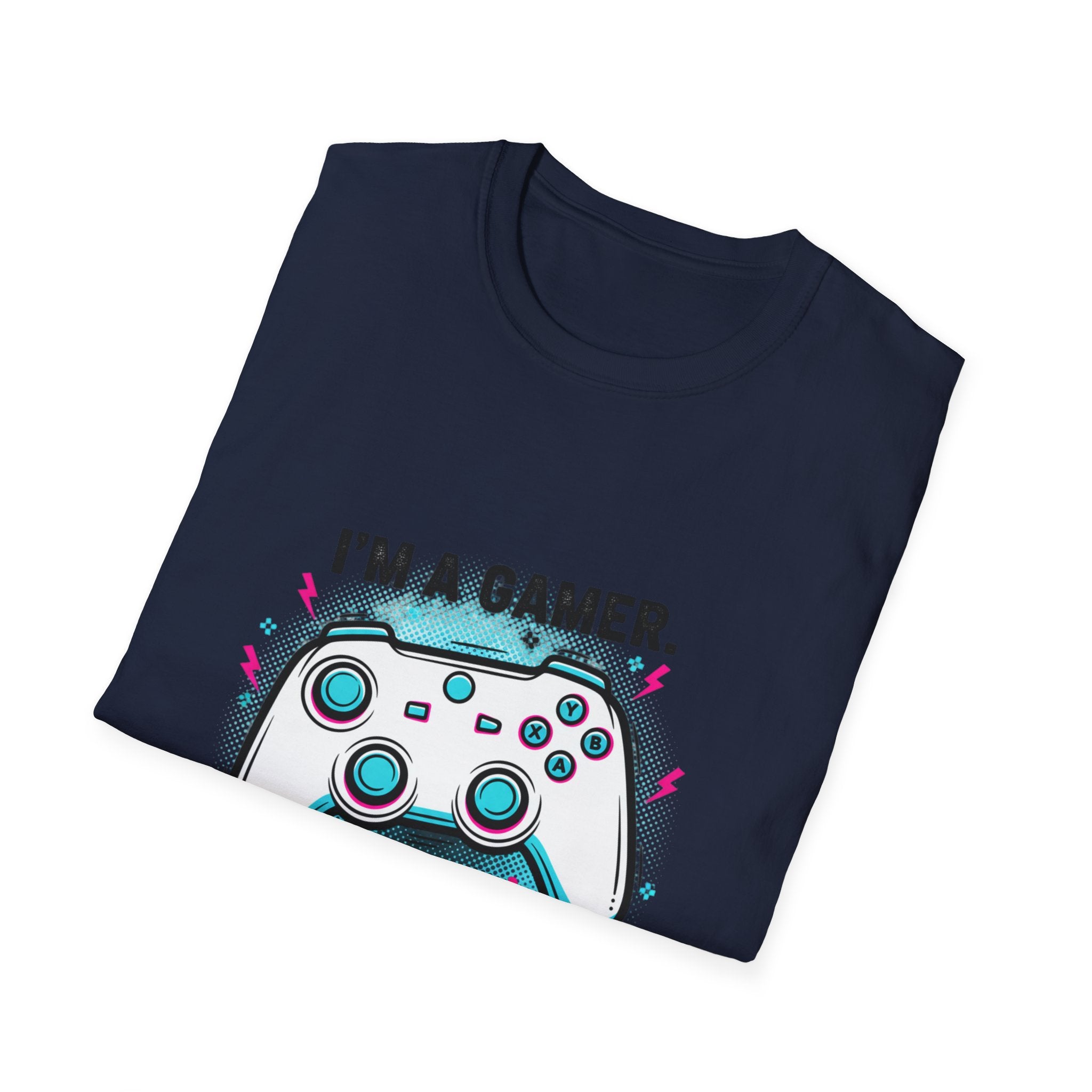 Im a Gamer What's Your Superpower Graphic T-Shirt | Retro Neon Gaming Console Text