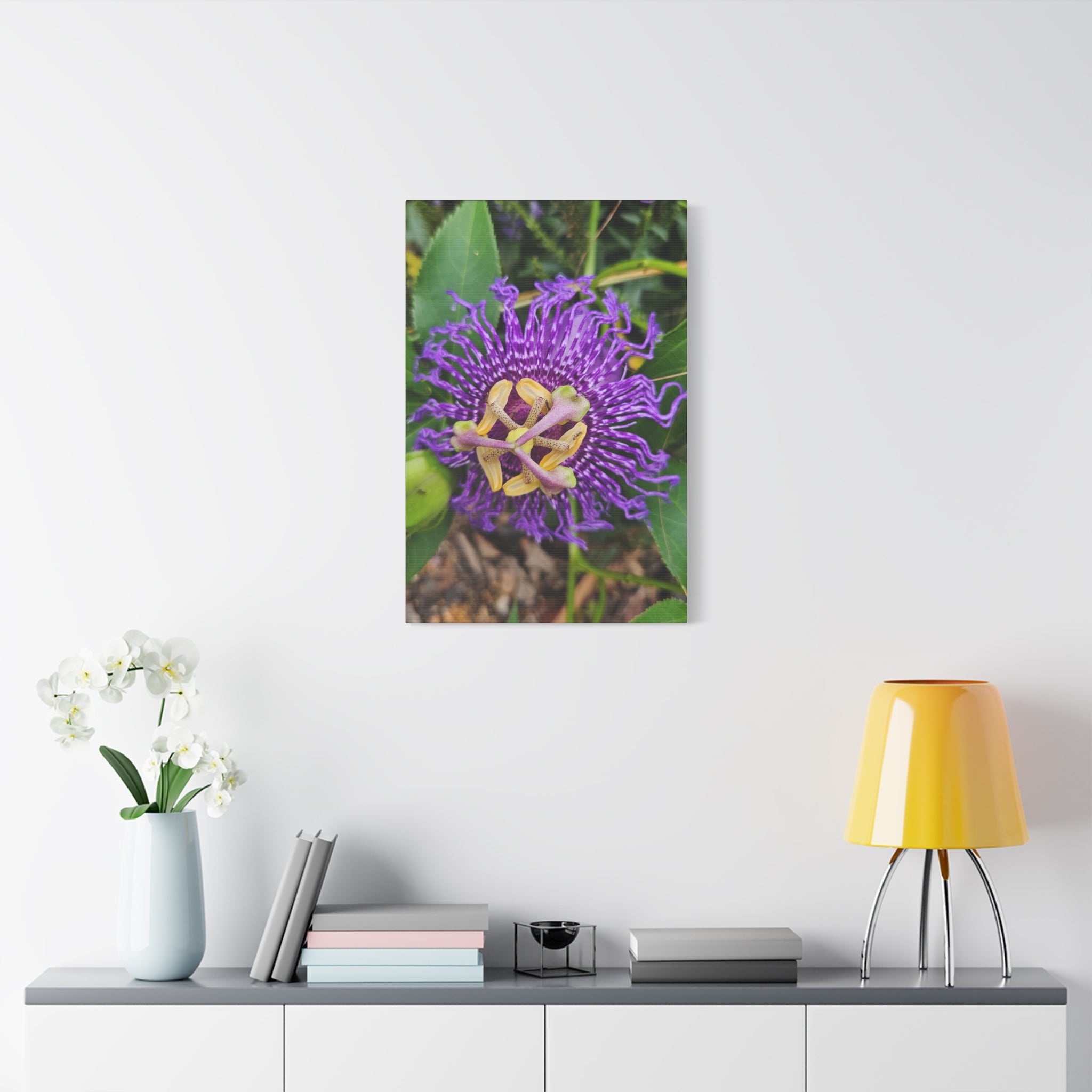Purple Passionflower Close-Up Matte Canvas Print (Stretched)