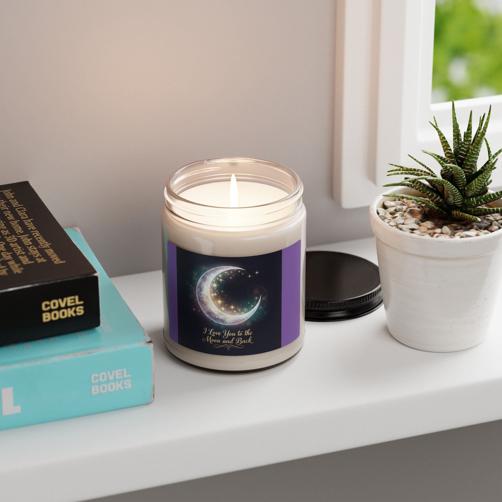 I Love You to the Moon and Back Soy Candle | Moon and Stars Illustration Candle