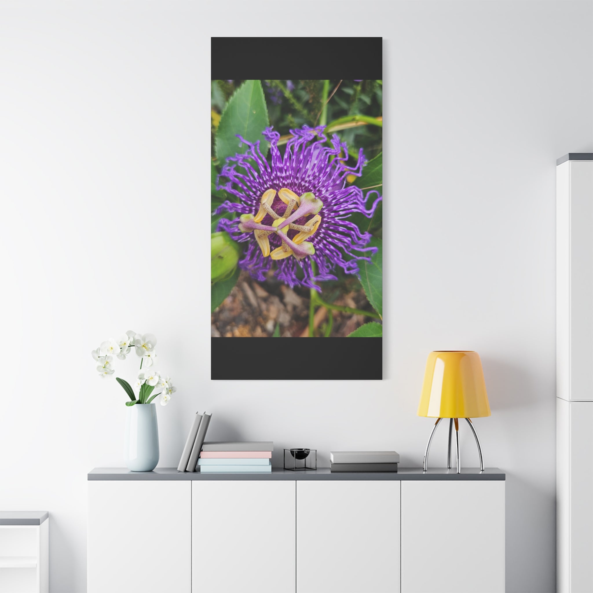 Purple Passionflower Close-Up Matte Canvas Print (Stretched)