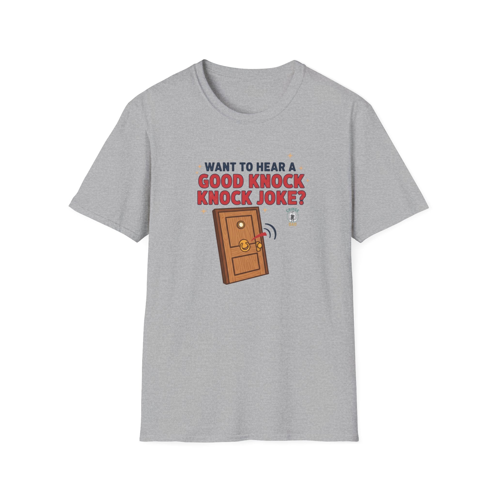 'Want to Hear a Good Knock Knock Joke?' T-Shirt — Novelty Door Cartoon Tee