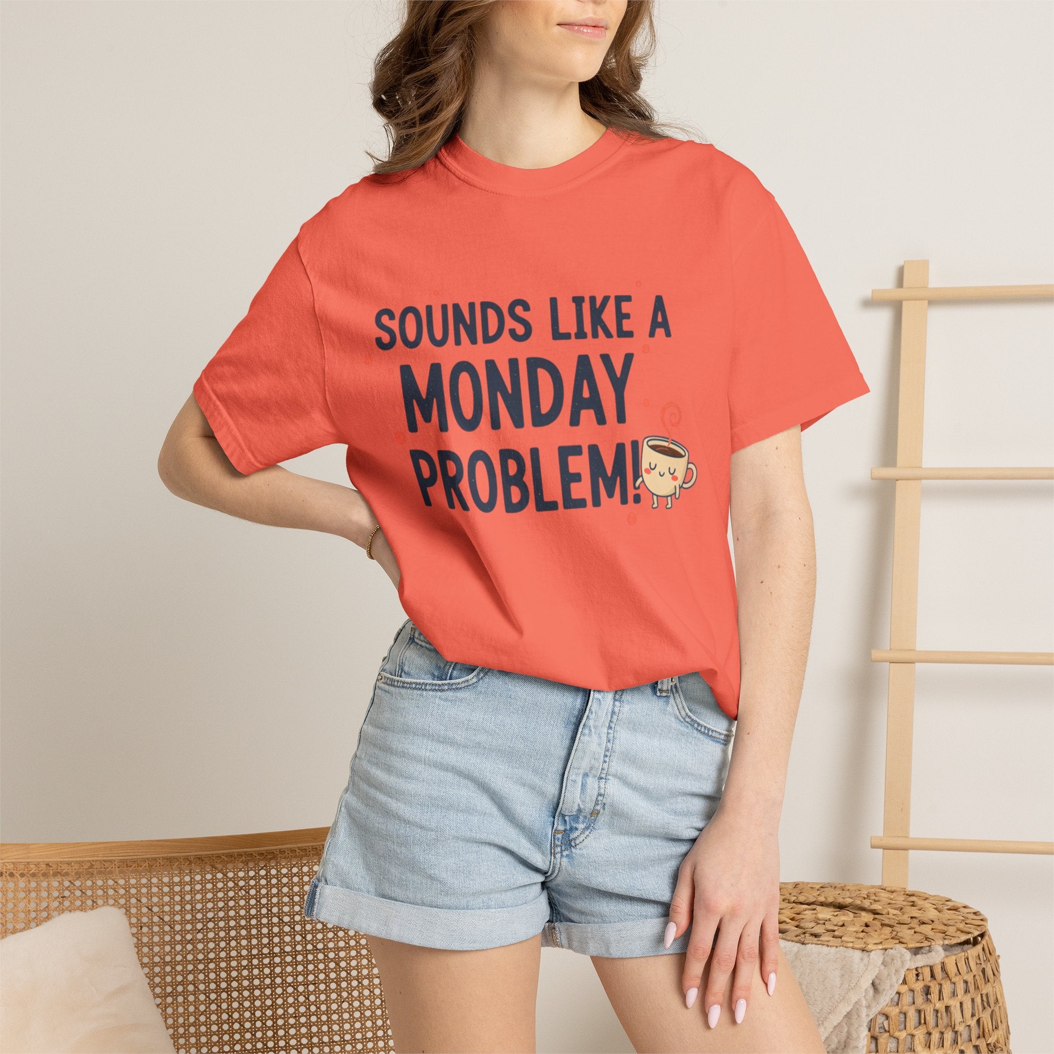 Sounds Like a Monday Problem T-shirt | Coffee Cartoon, Funny Text Tee
